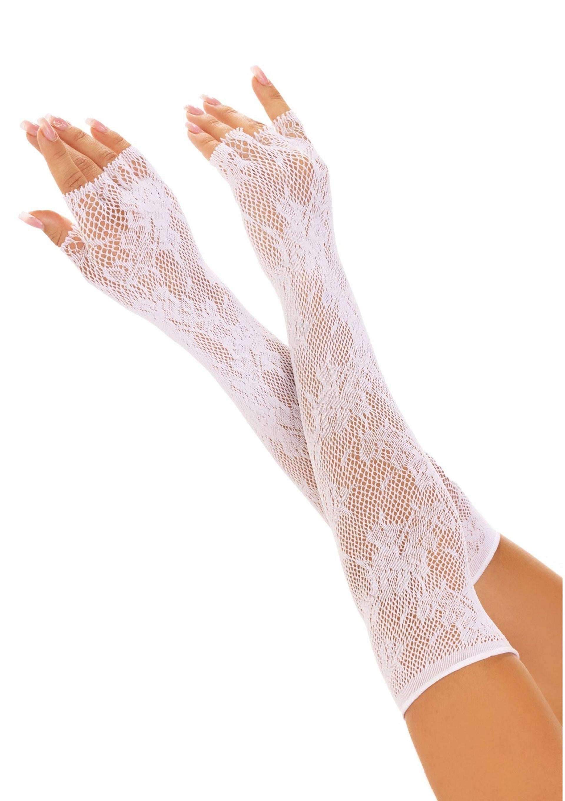 Leg Avenue Opera Length Floral Net Fingerless Gloves