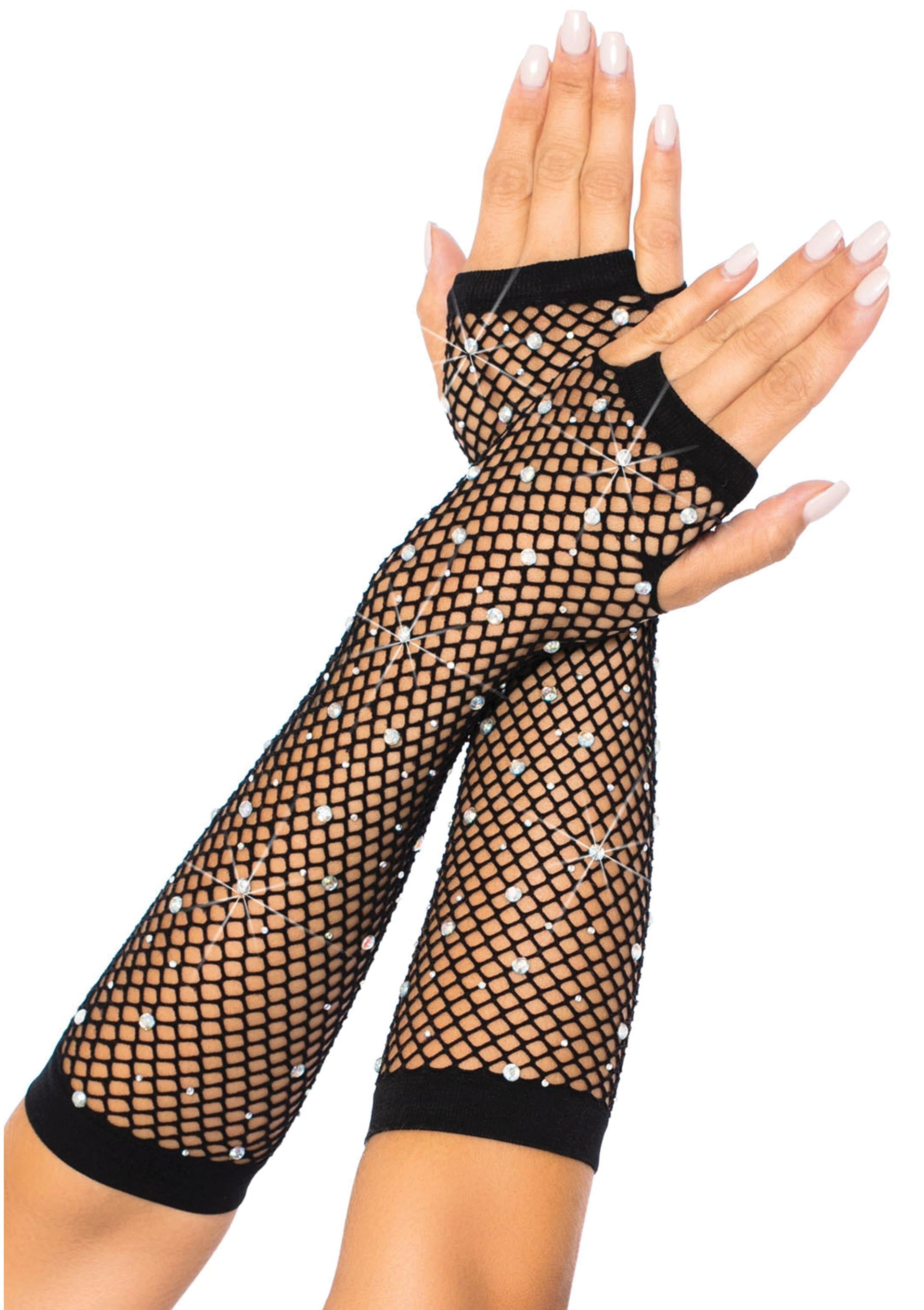 Leg Avenue Rhinestone Fishnet Arm Warmers