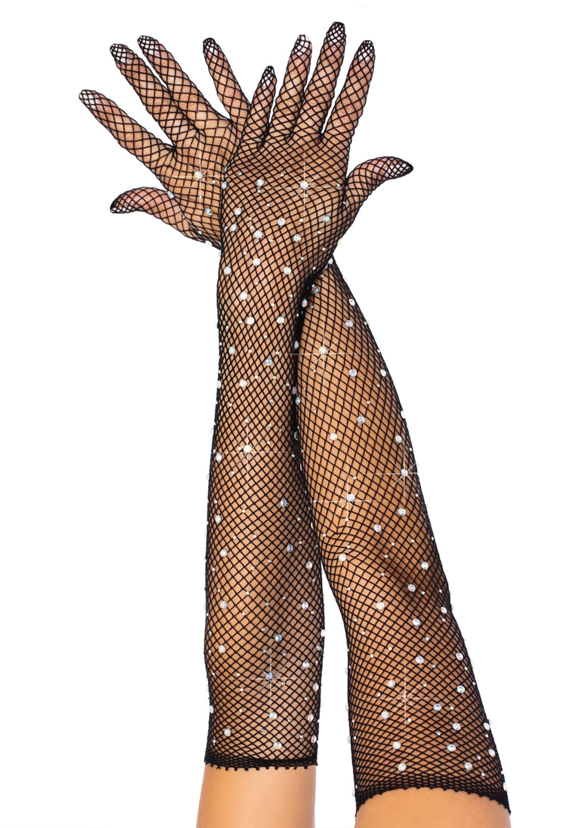 Leg Avenue Rhinestone Fishnet Opera Length Gloves