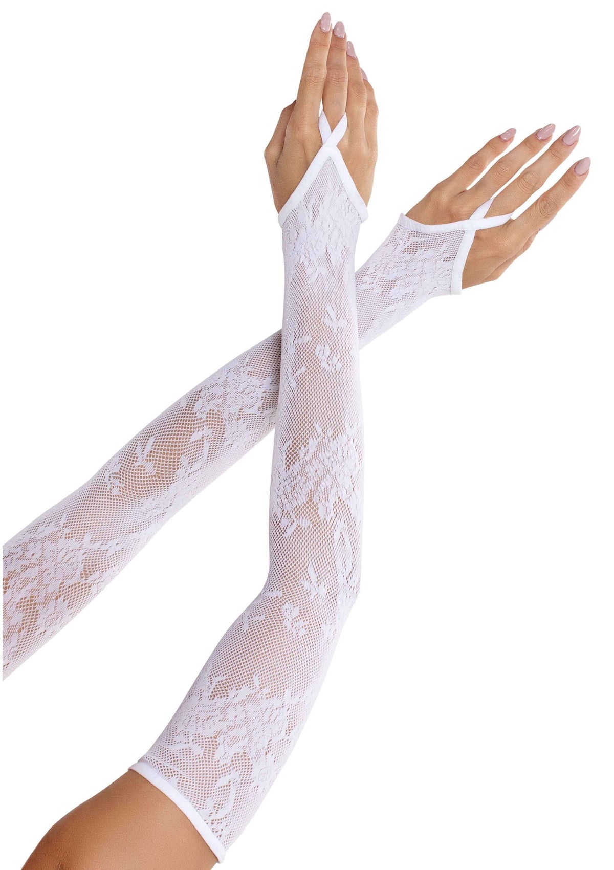 Leg Avenue Floral Net Extra Long Gauntlet Arm Warmers