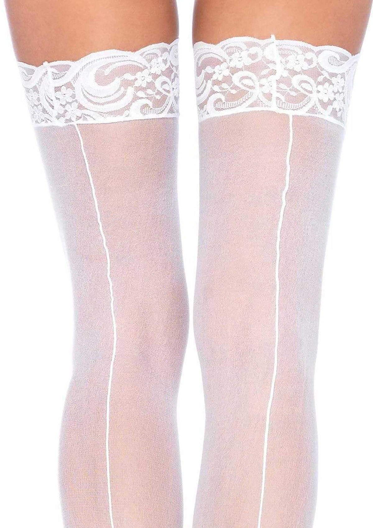 Leg Avenue Sheer Backseam Stockings with Lace Top