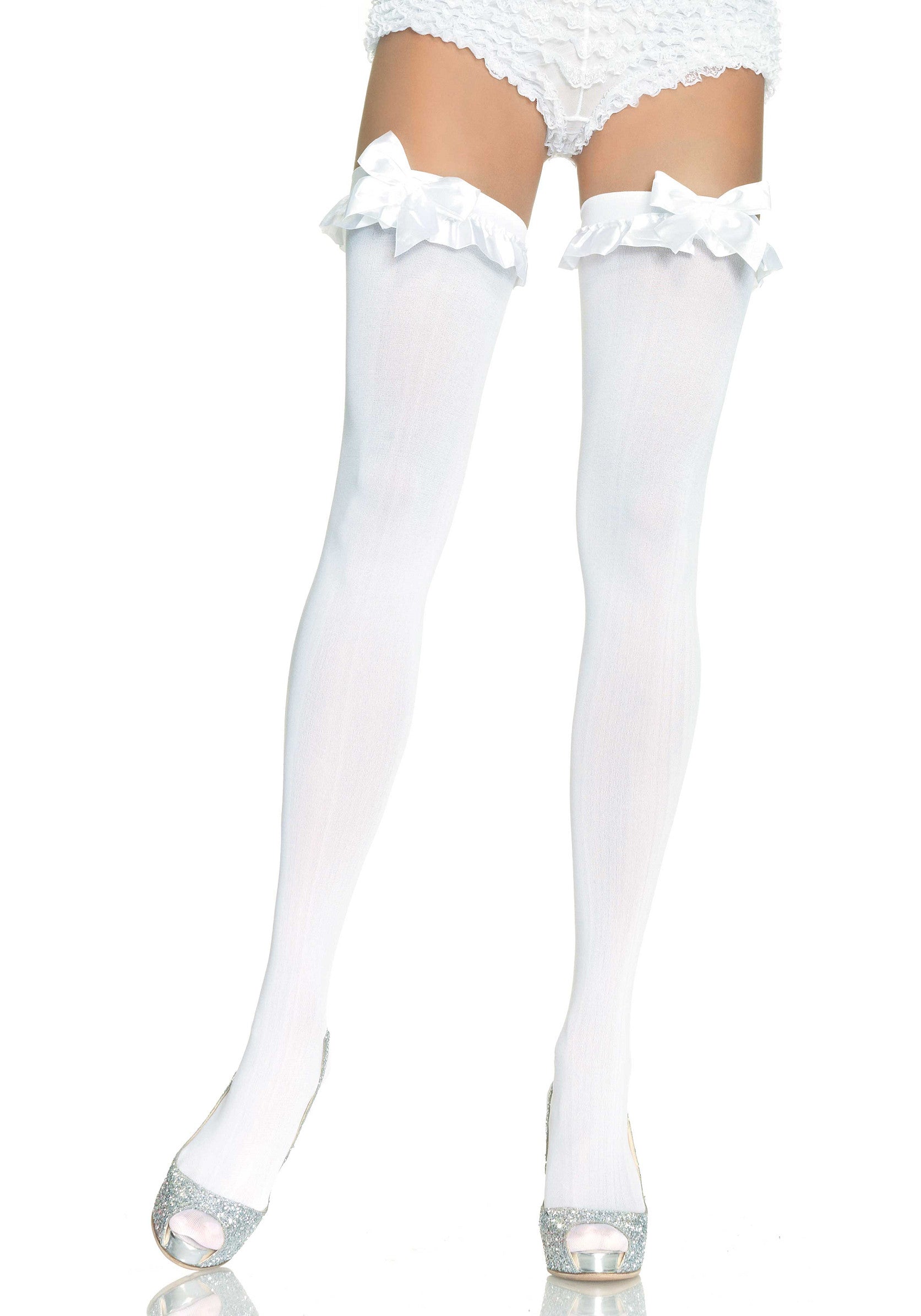 Leg Avenue Opaque Thigh Highs with Bow