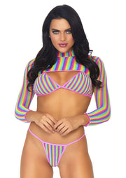 Leg Avenue Rainbow Bikini Top, String and Crop Top
