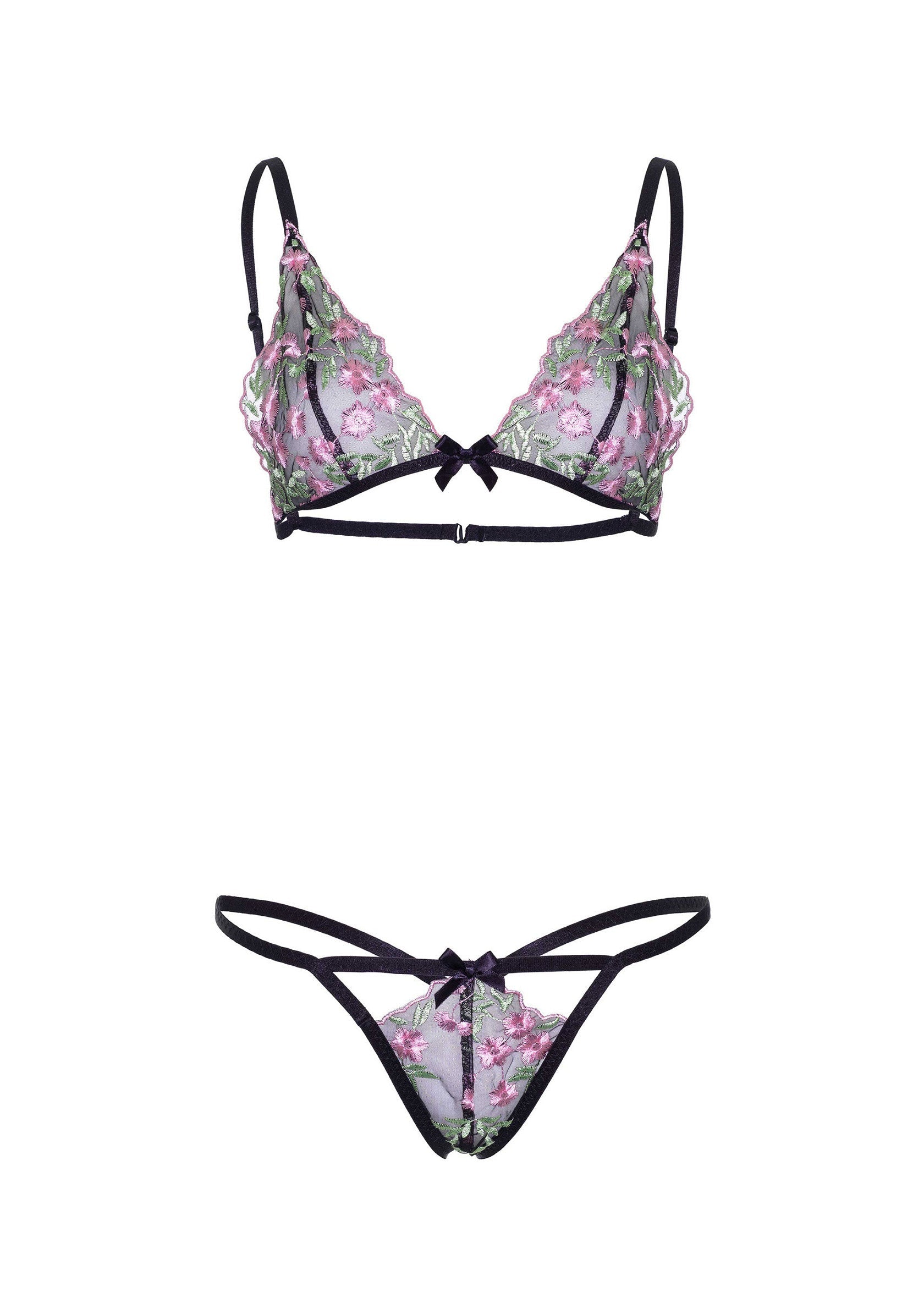 Leg Avenue Floral Sheer Bra and String