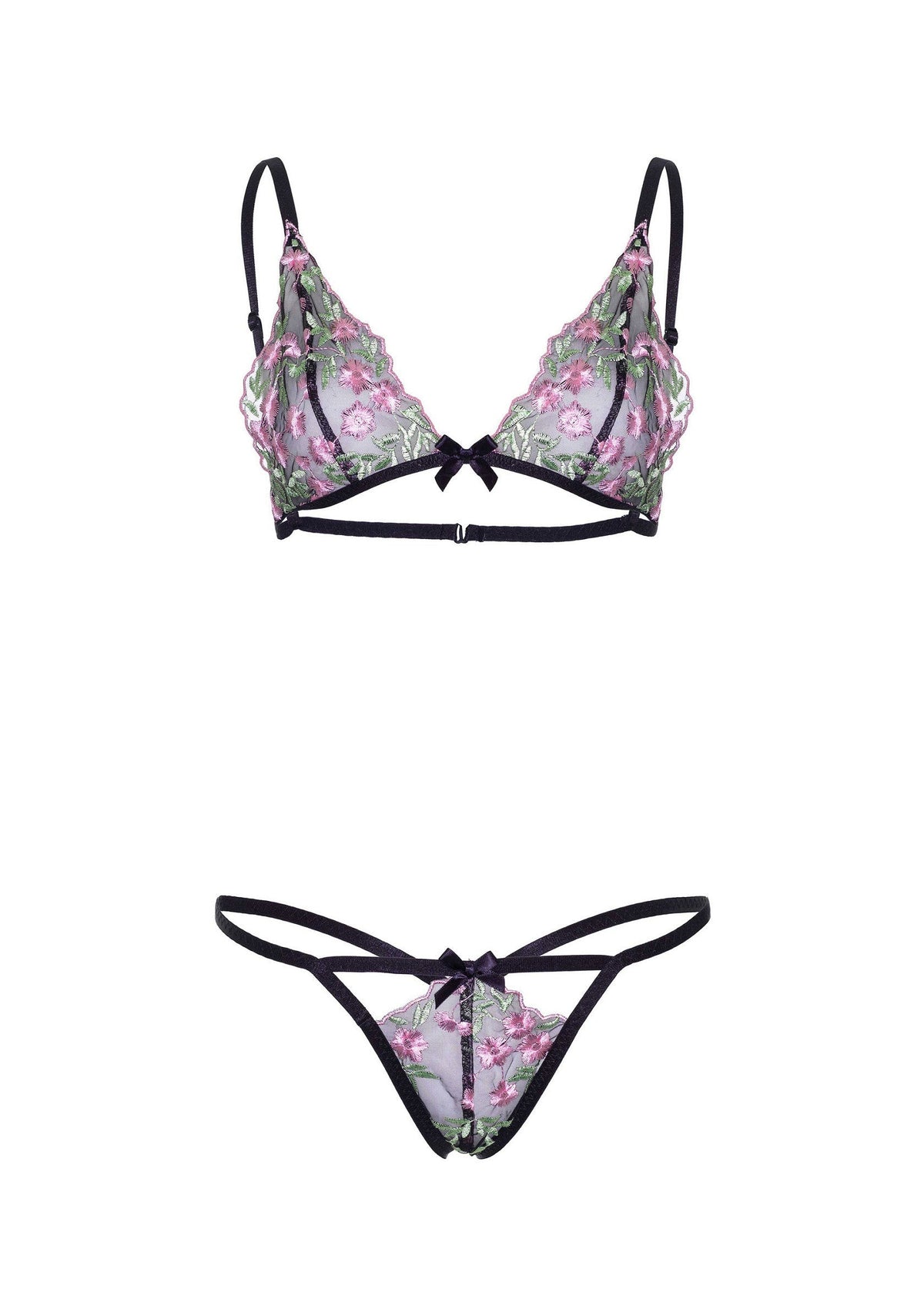Leg Avenue Floral Sheer Bra and String