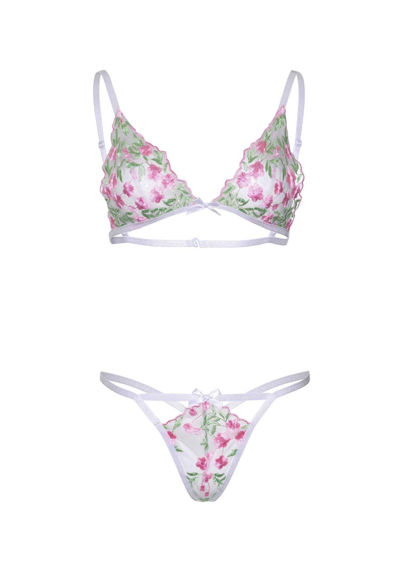 Leg Avenue Floral Sheer Bra and String