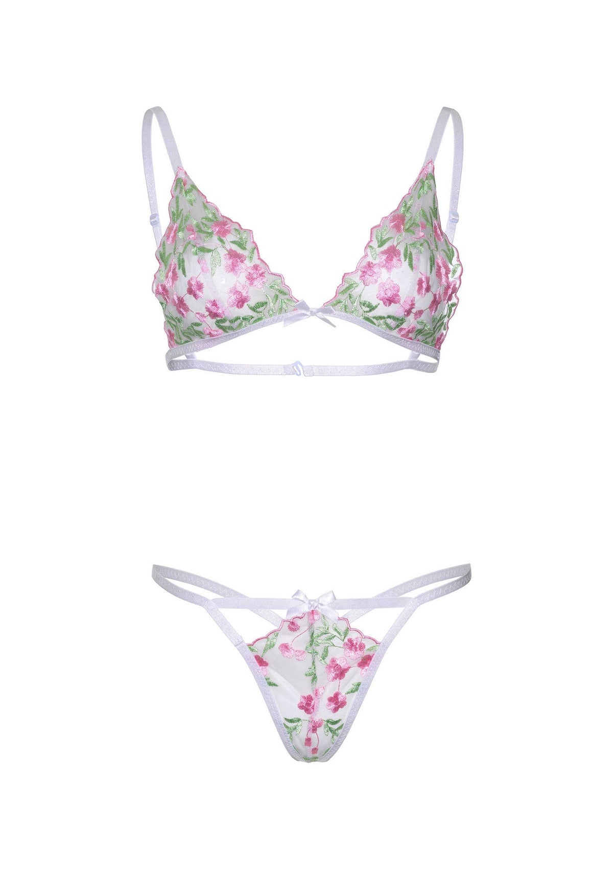 Leg Avenue Floral Sheer Bra and String