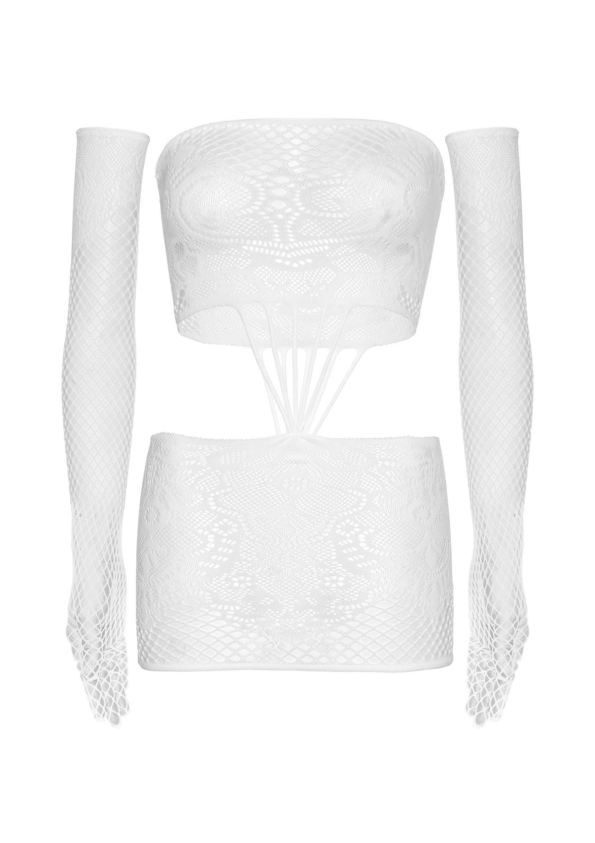 Leg Avenue Strappy Lace Dress and Matching Gloves