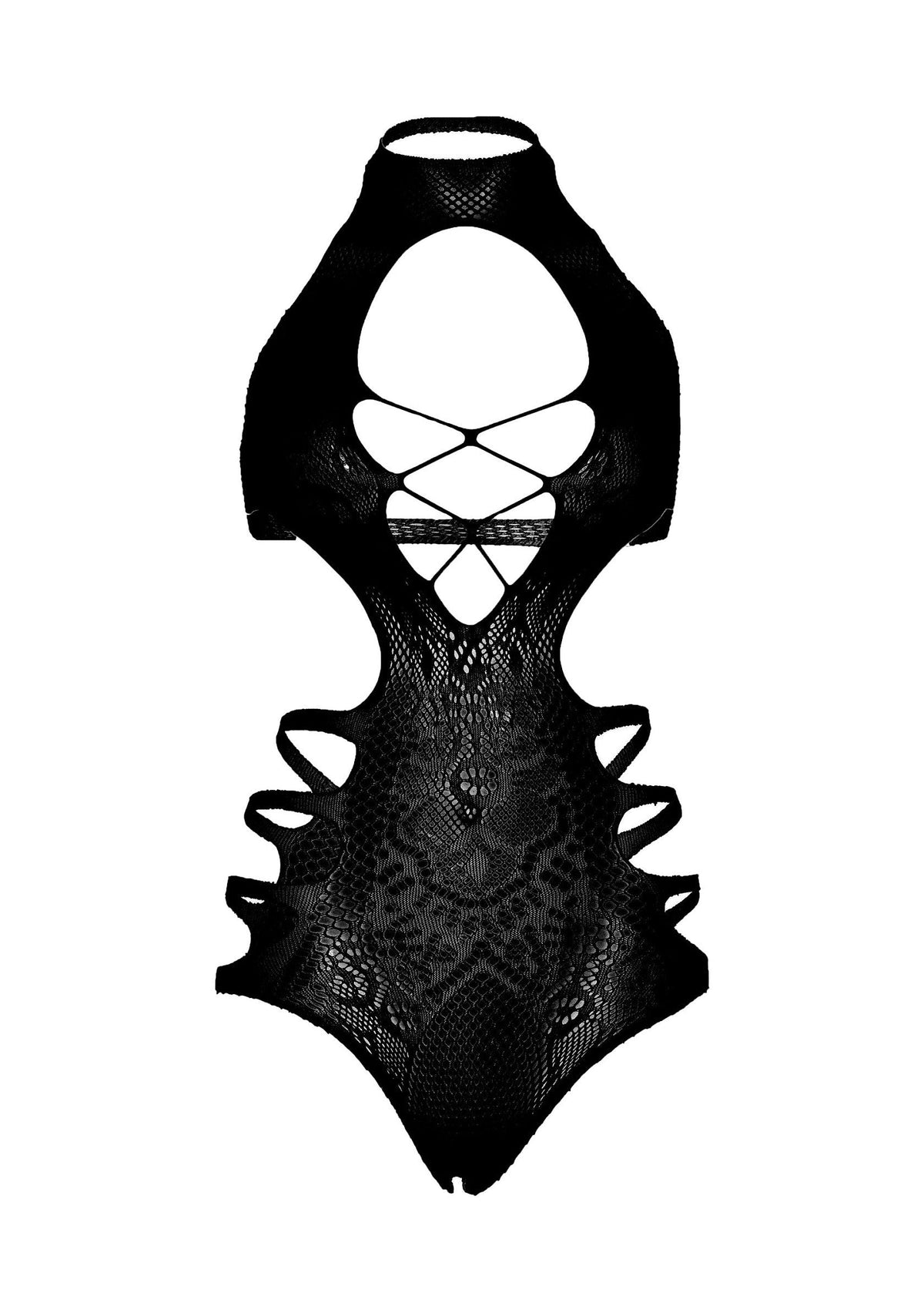 Leg Avenue Seamless Lace Cut Out Strappy Bodysuit