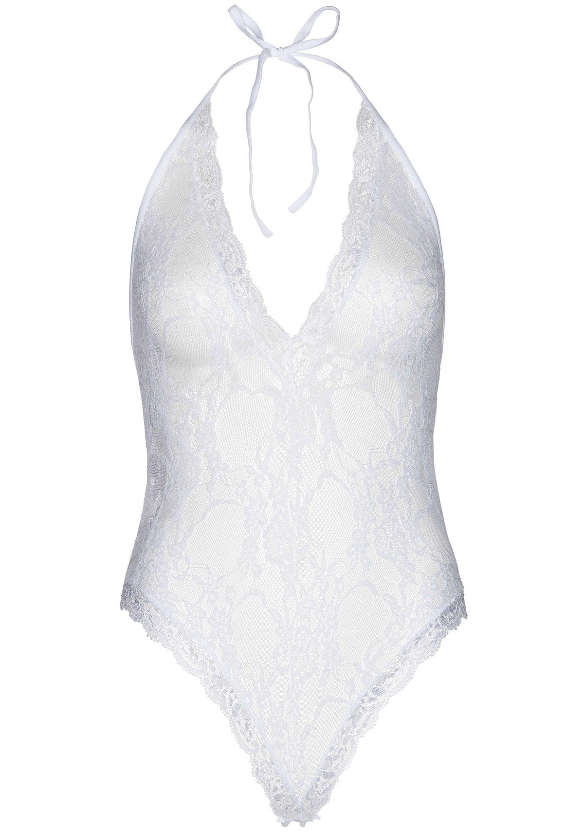Leg Avenue Floral Lace Deep-V Teddy and Stockings