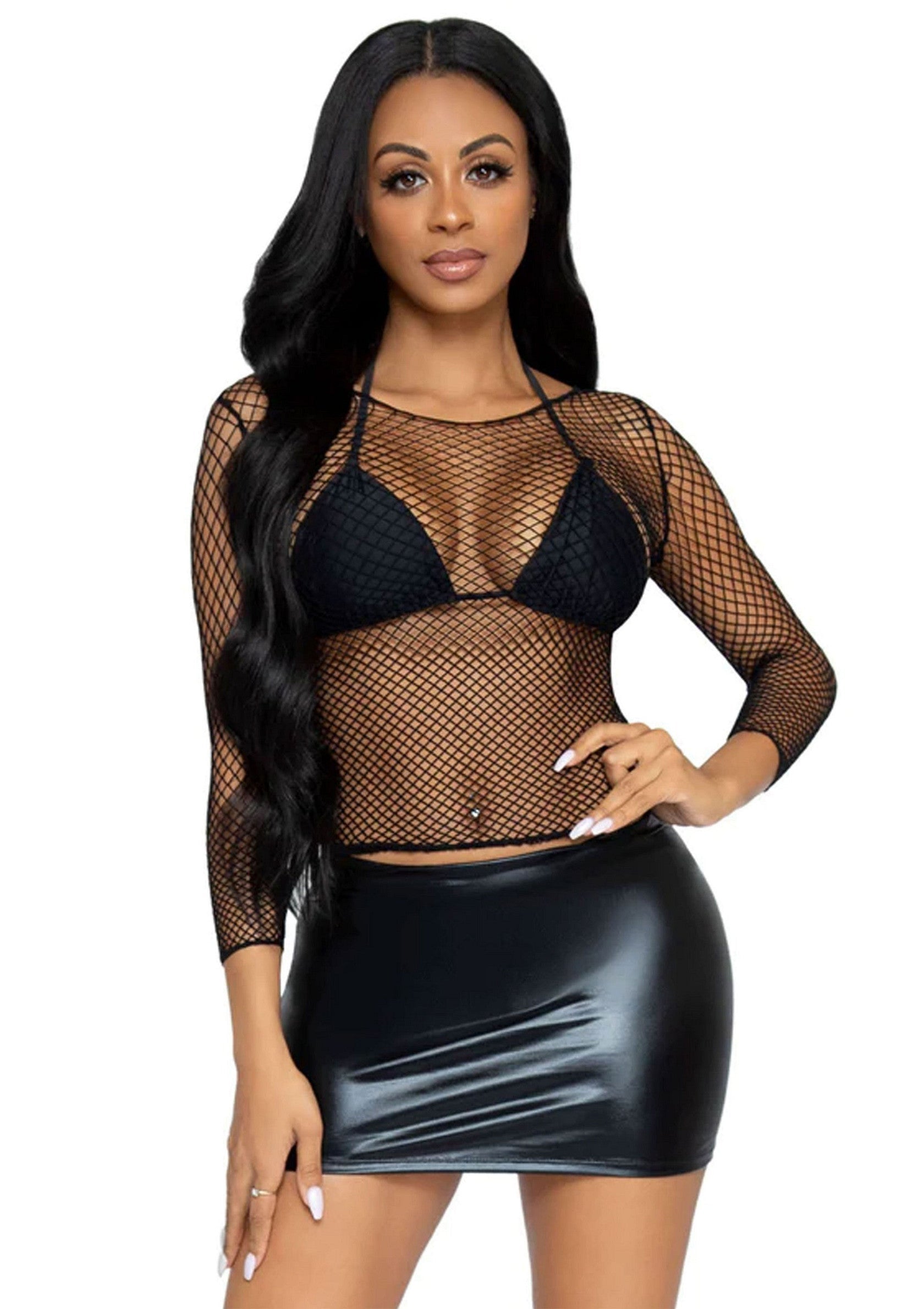Leg Avenue Elastane Long Sleeved Fishnet Shirt