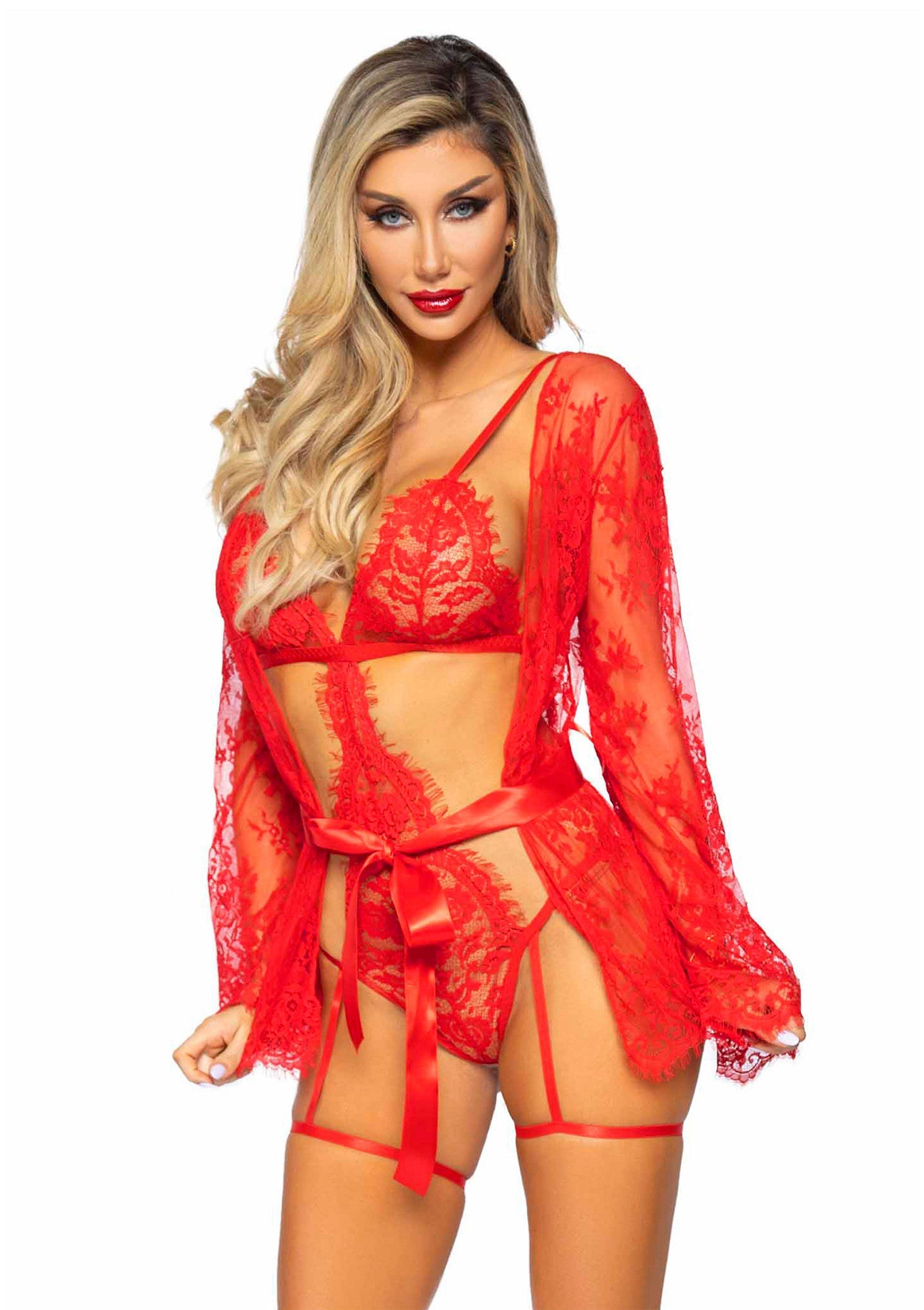 Leg Avenue Garter Teddy with String Back and Robe