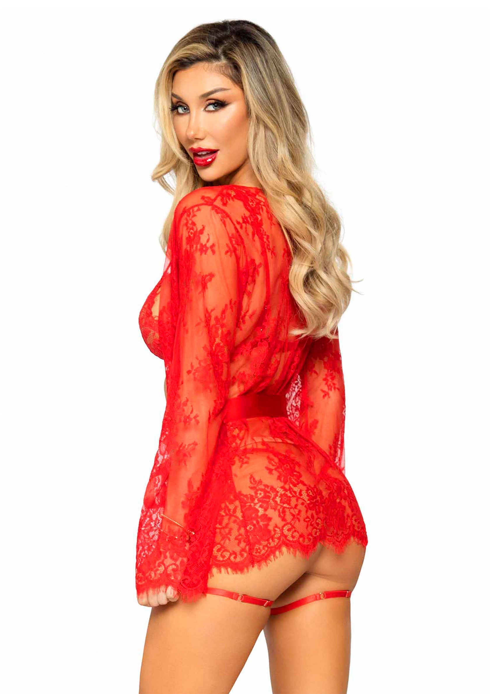 Leg Avenue Garter Teddy with String Back and Robe