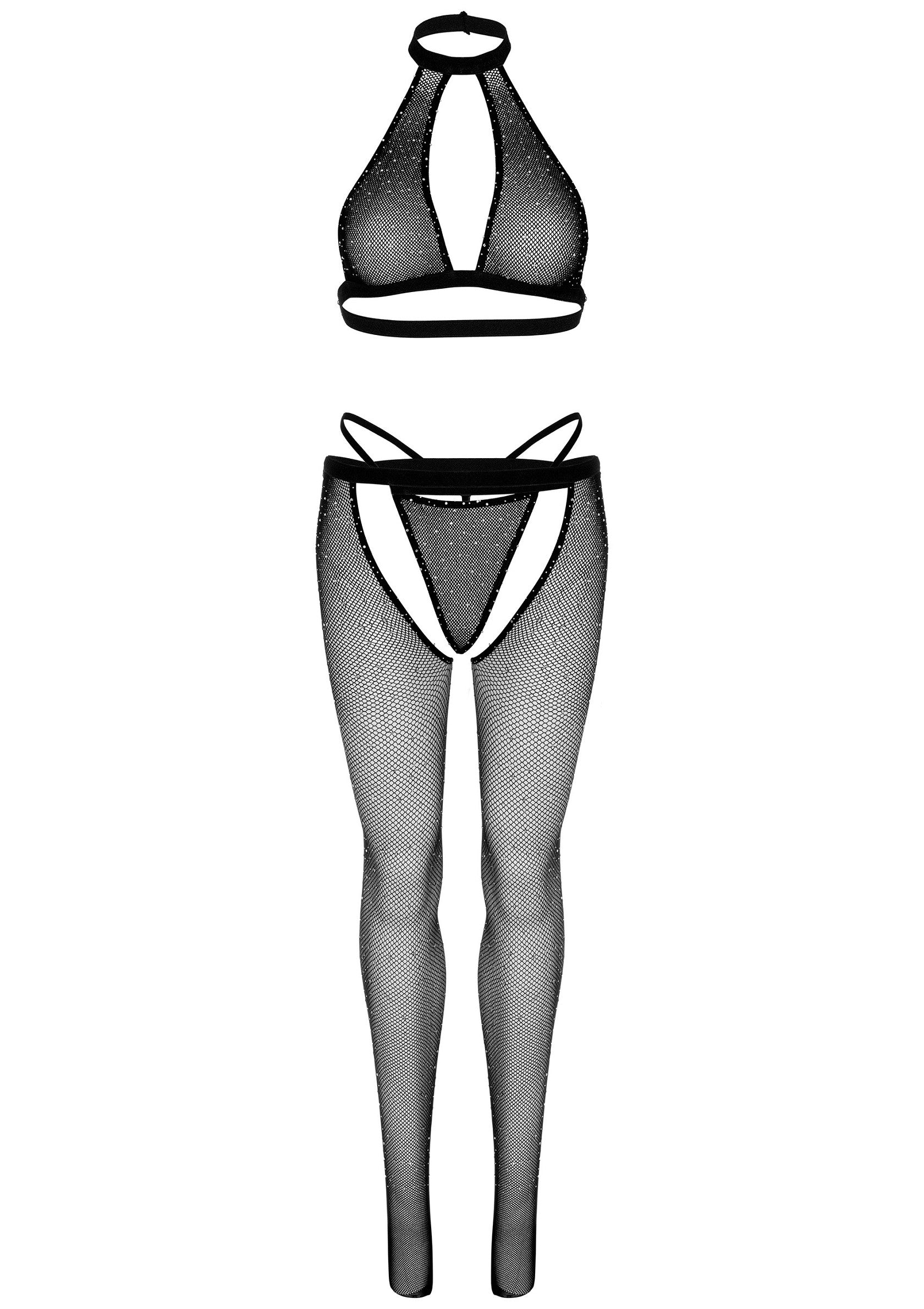Leg Avenue Keyhole Top, String and Crotchless Tights