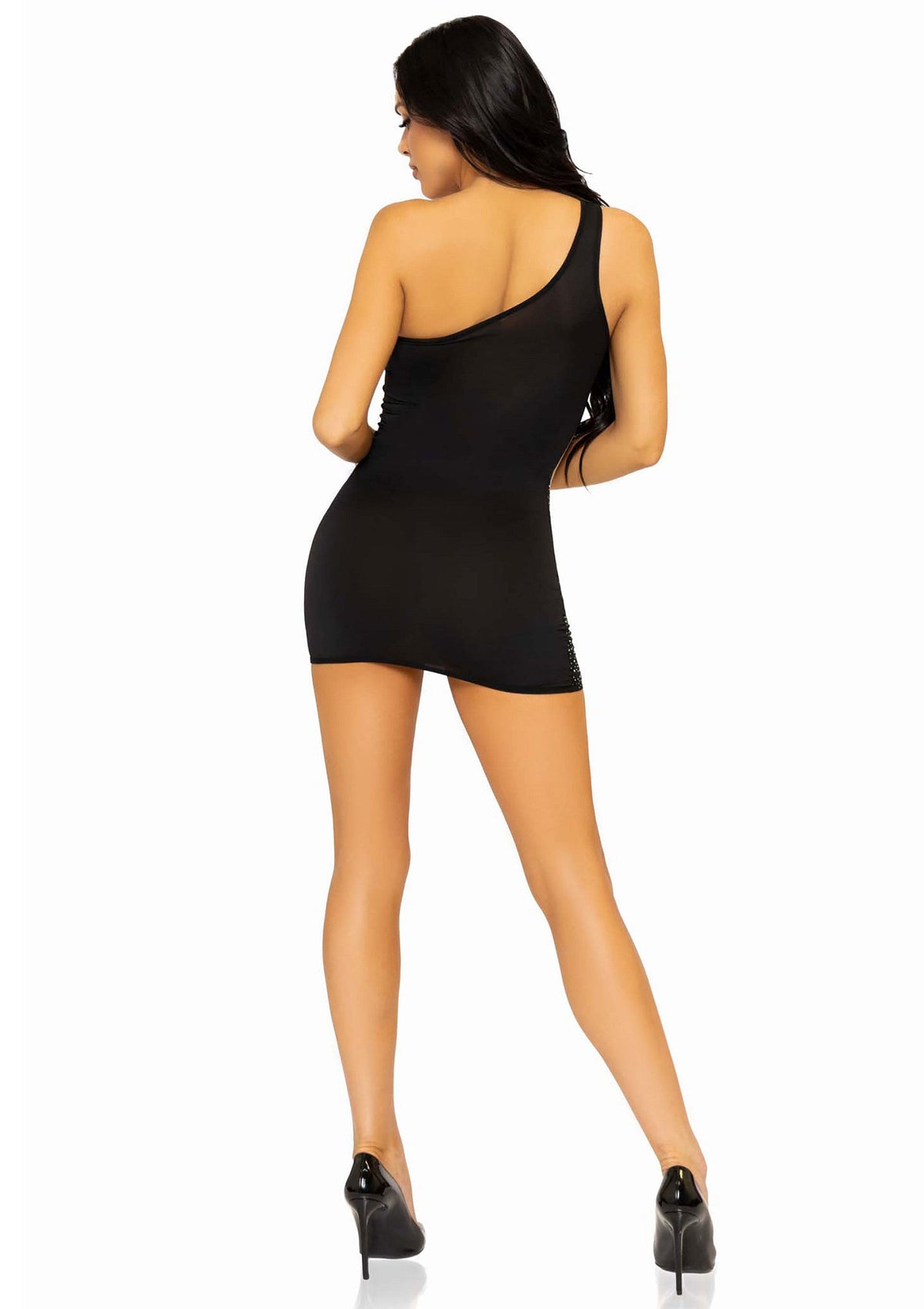 Leg Avenue Rhinestone Mini Dress with Mesh Accents