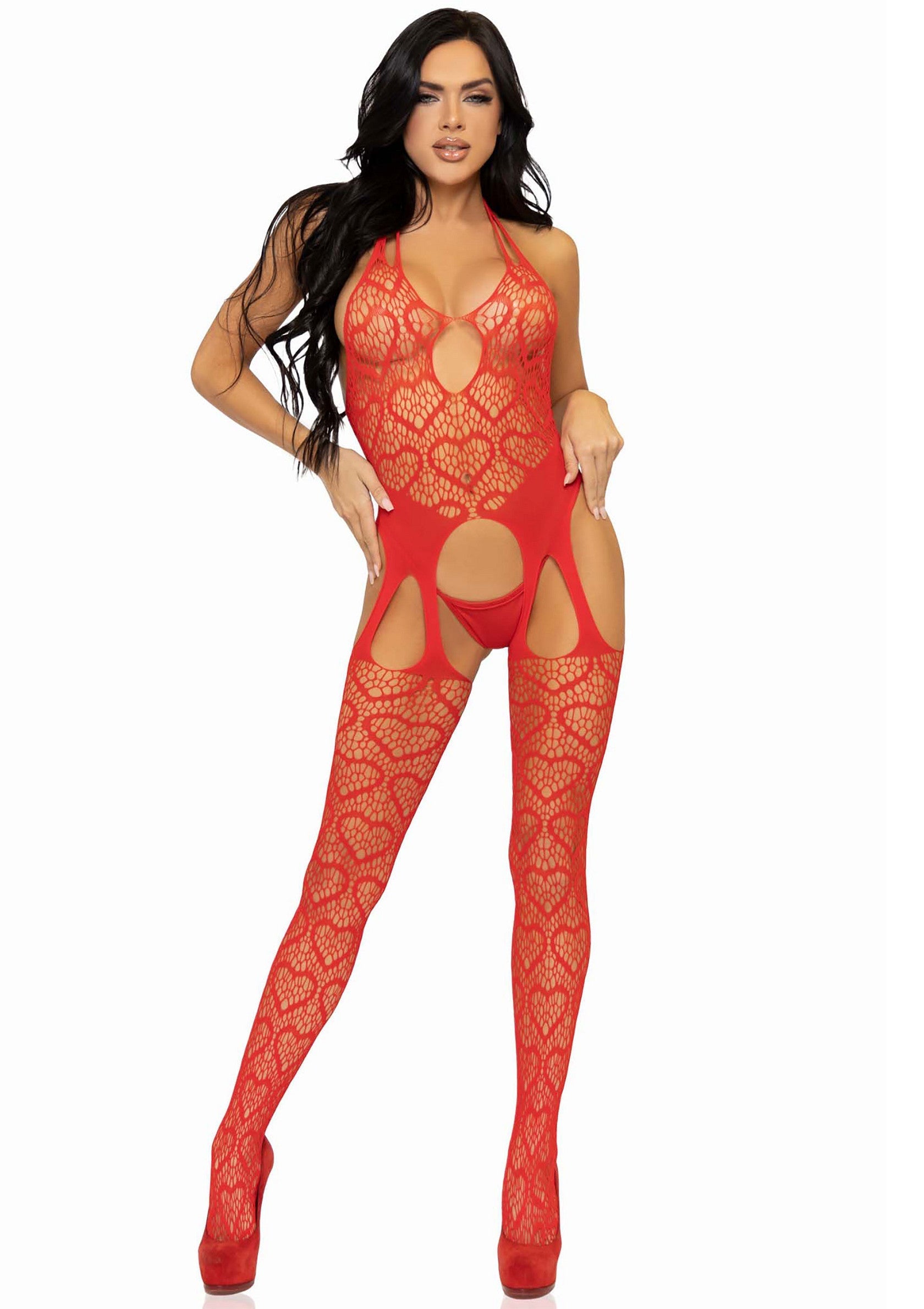 Leg Avenue Seamless Heart Net Suspender Bodystocking
