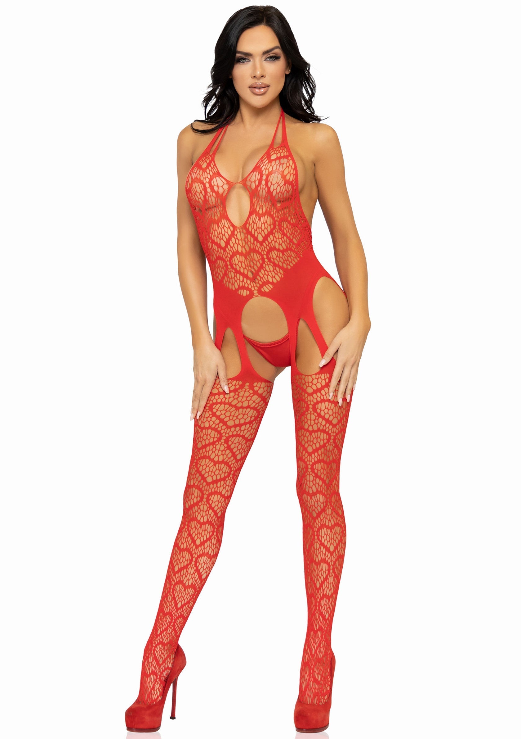Leg Avenue Seamless Heart Net Suspender Bodystocking