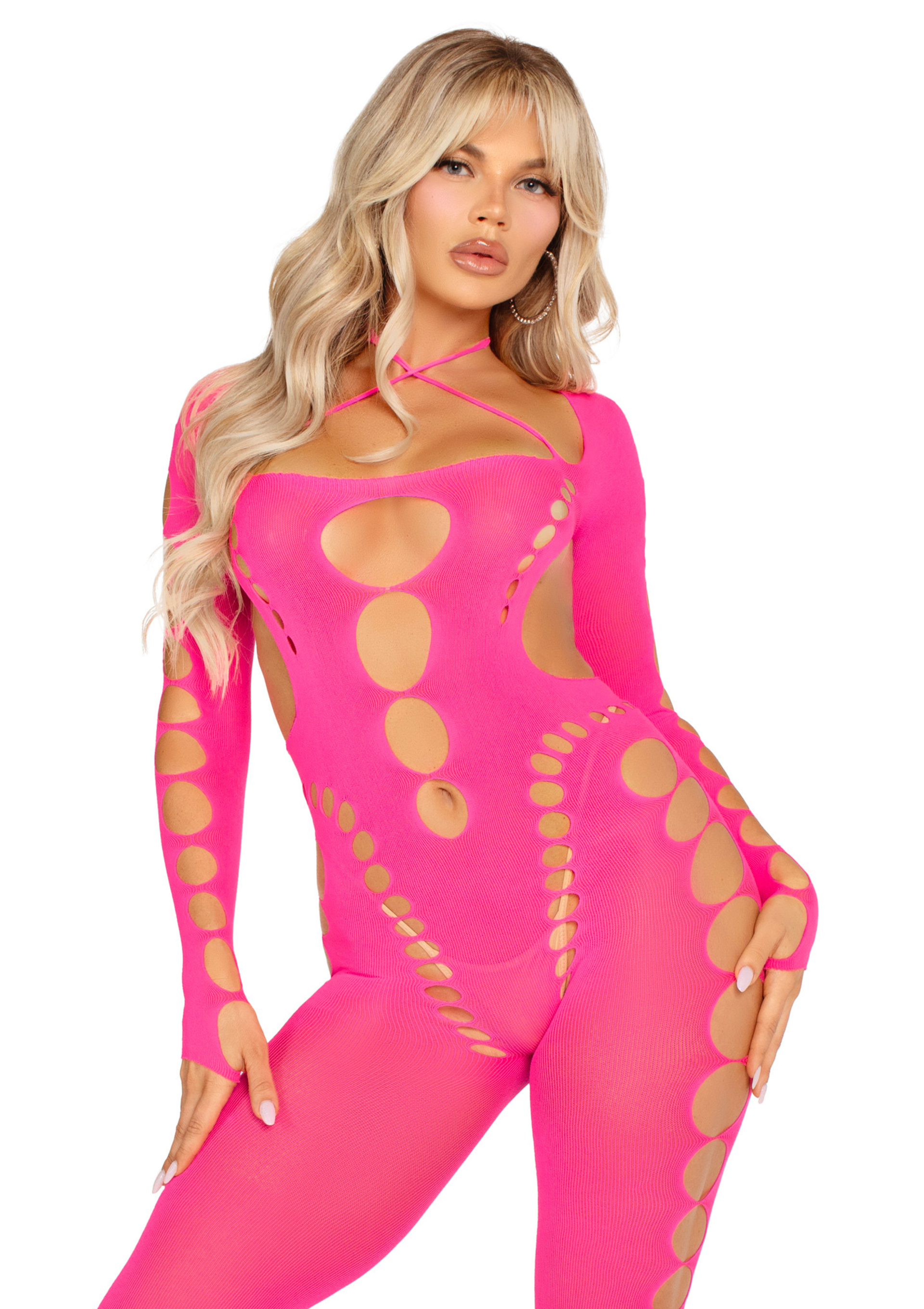 Leg Avenue Opaque Cut-Out Footless Bodystocking