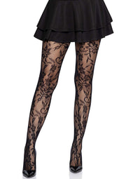 Leg Avenue Seamless Floral Lace Pantyhose