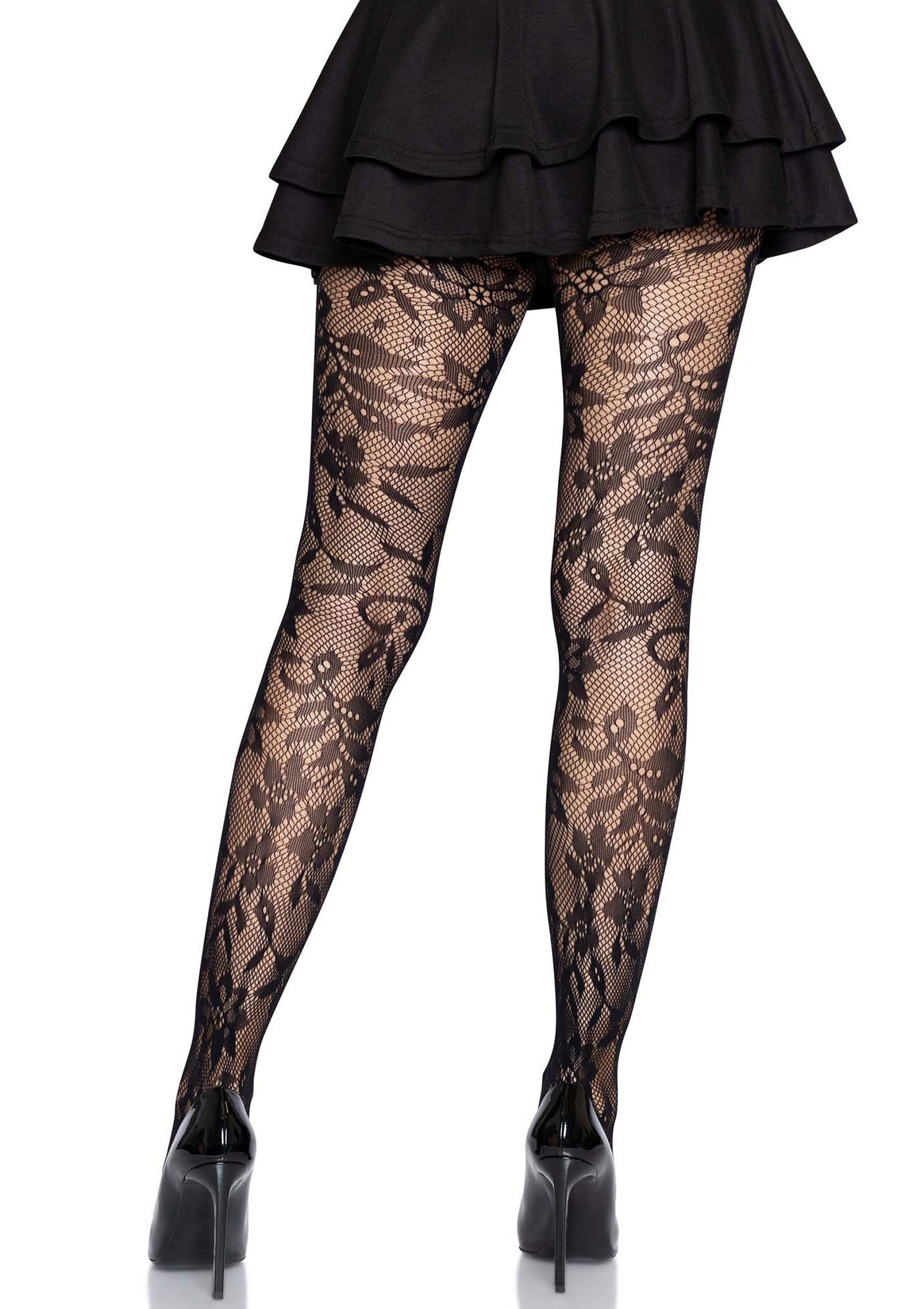Leg Avenue Seamless Floral Lace Pantyhose