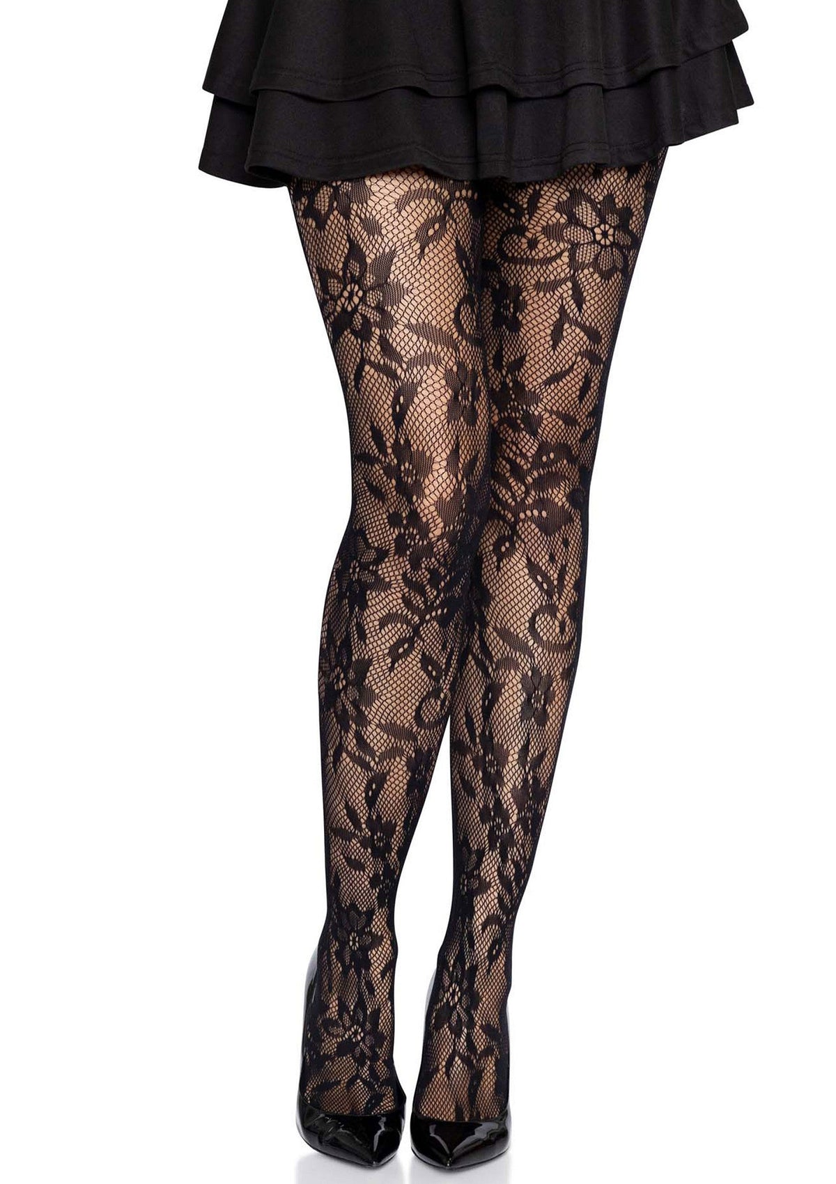Leg Avenue Seamless Floral Lace Pantyhose