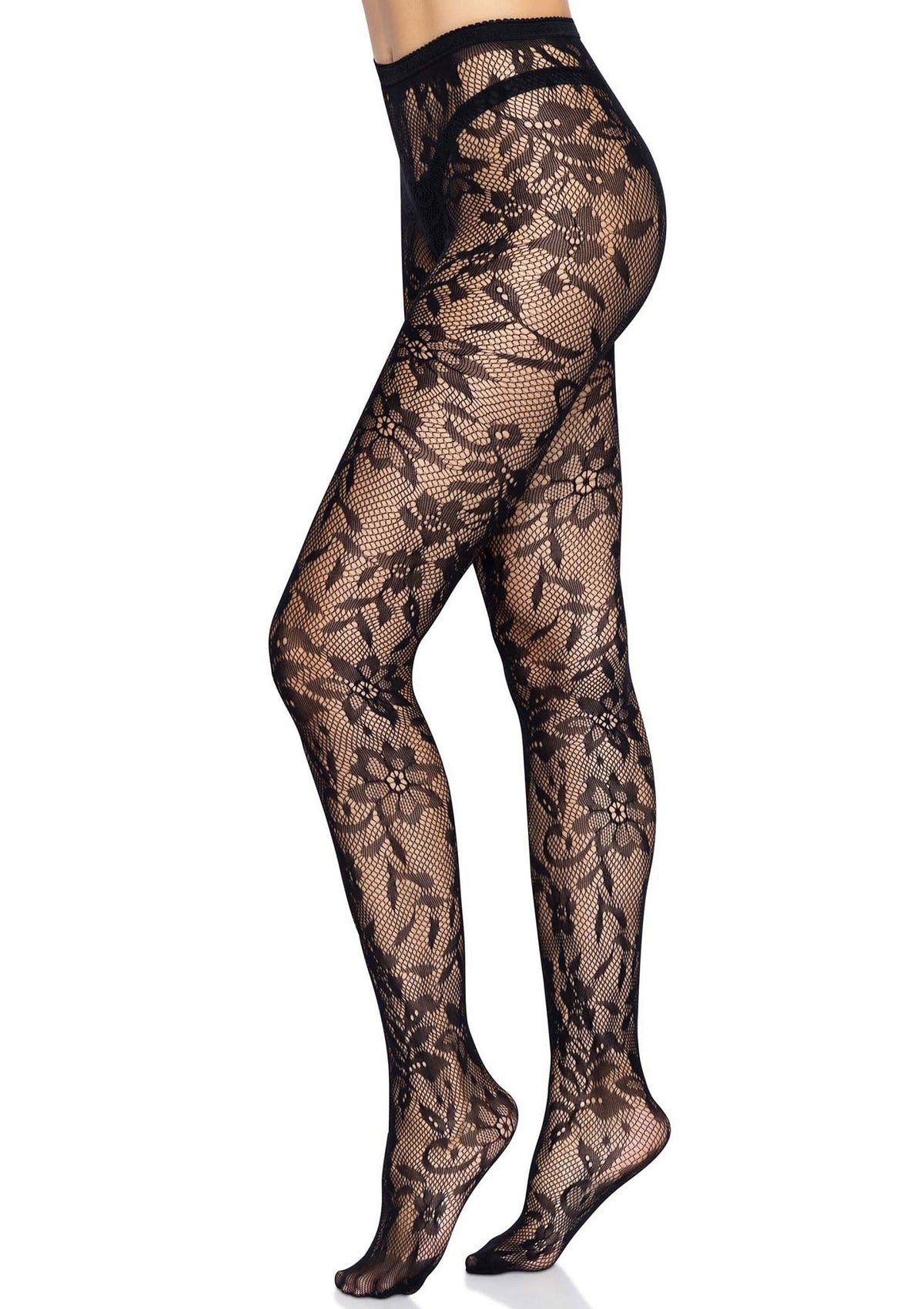 Leg Avenue Seamless Floral Lace Pantyhose