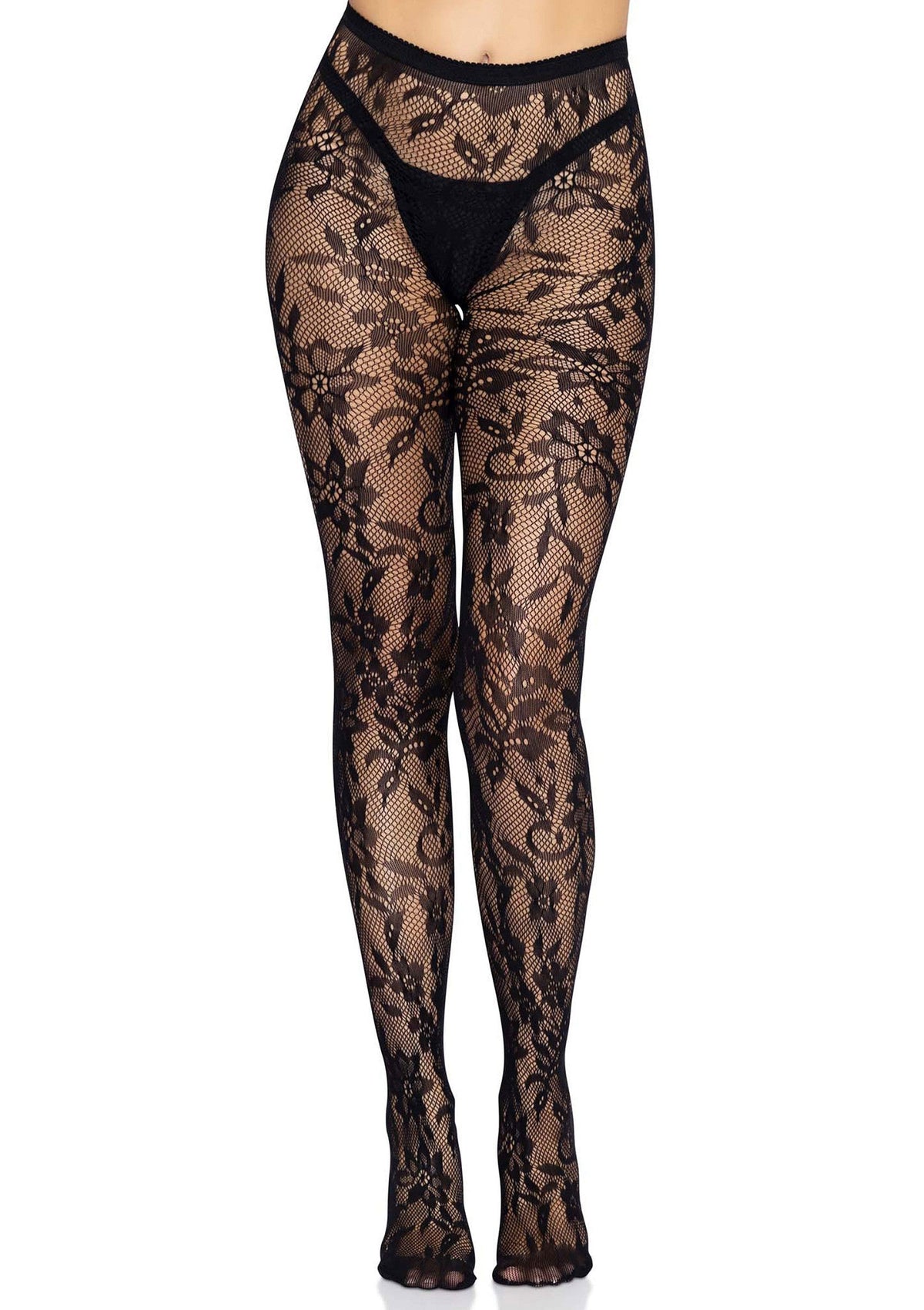 Leg Avenue Seamless Floral Lace Pantyhose