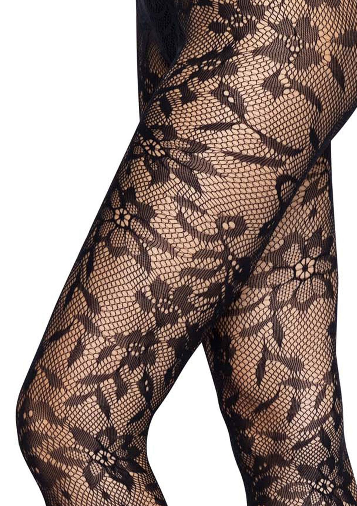 Leg Avenue Seamless Floral Lace Pantyhose