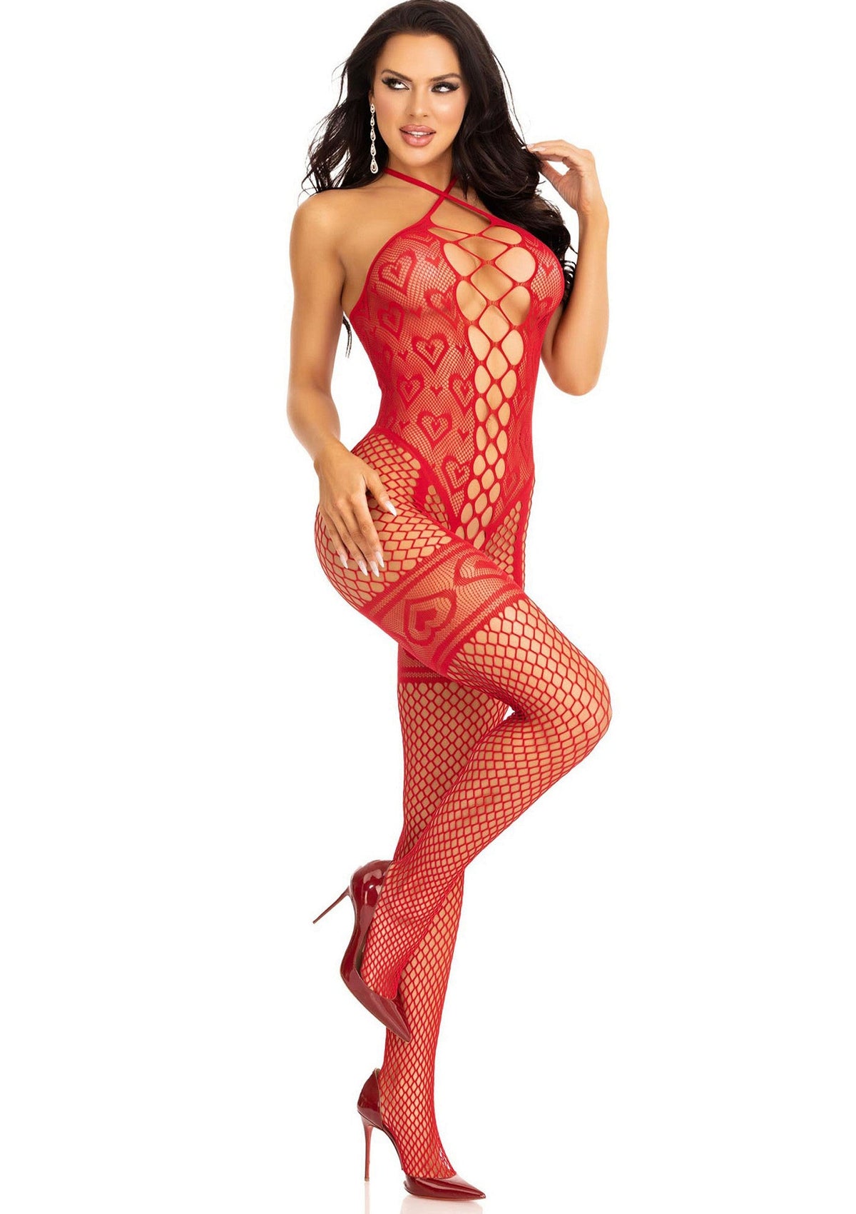 Leg Avenue Heart Net Halter Bodystocking