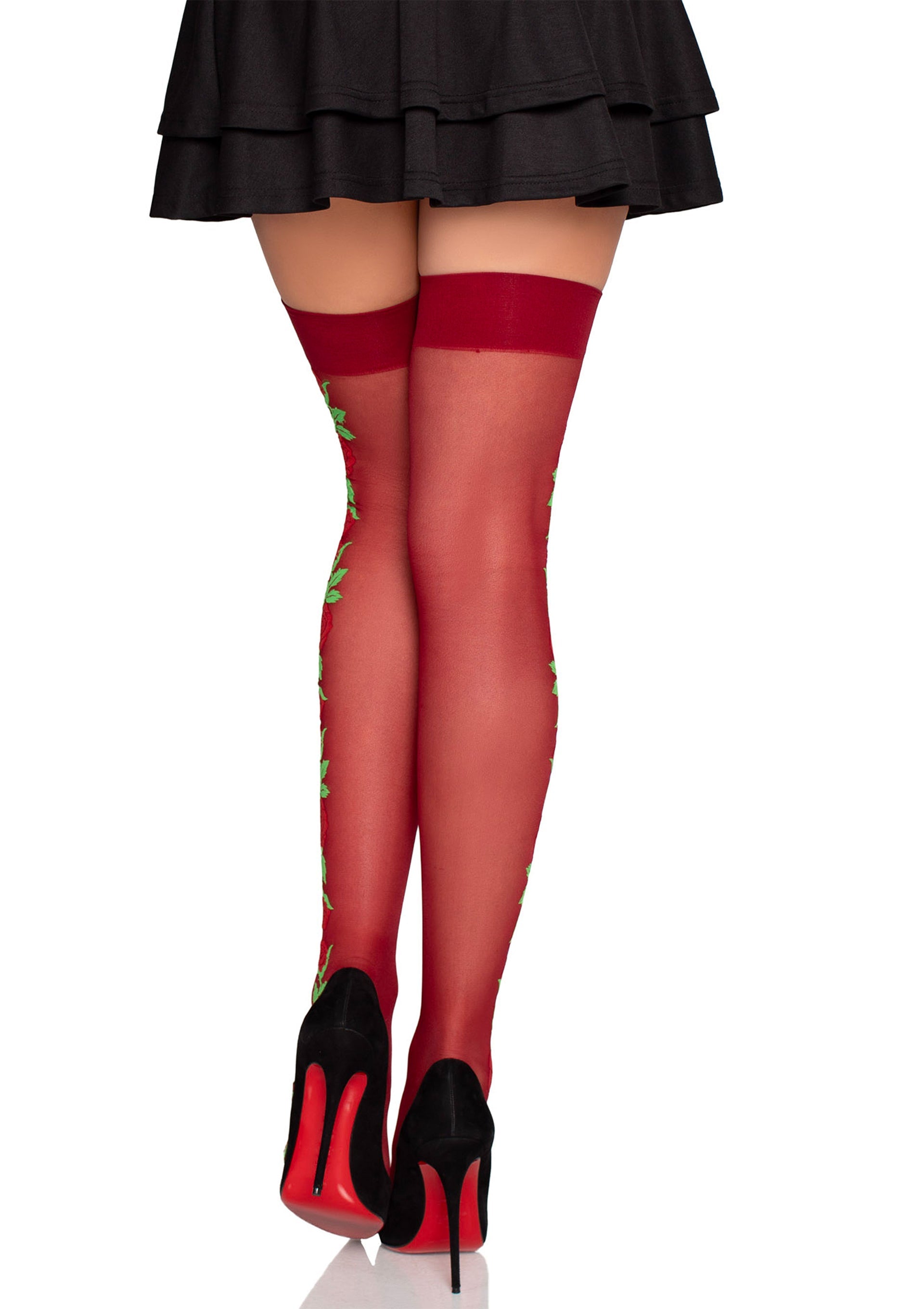 Leg Avenue Spandex Thigh Highs with Roses
