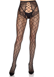 Leg Avenue Net Tights with Crotchless Panty