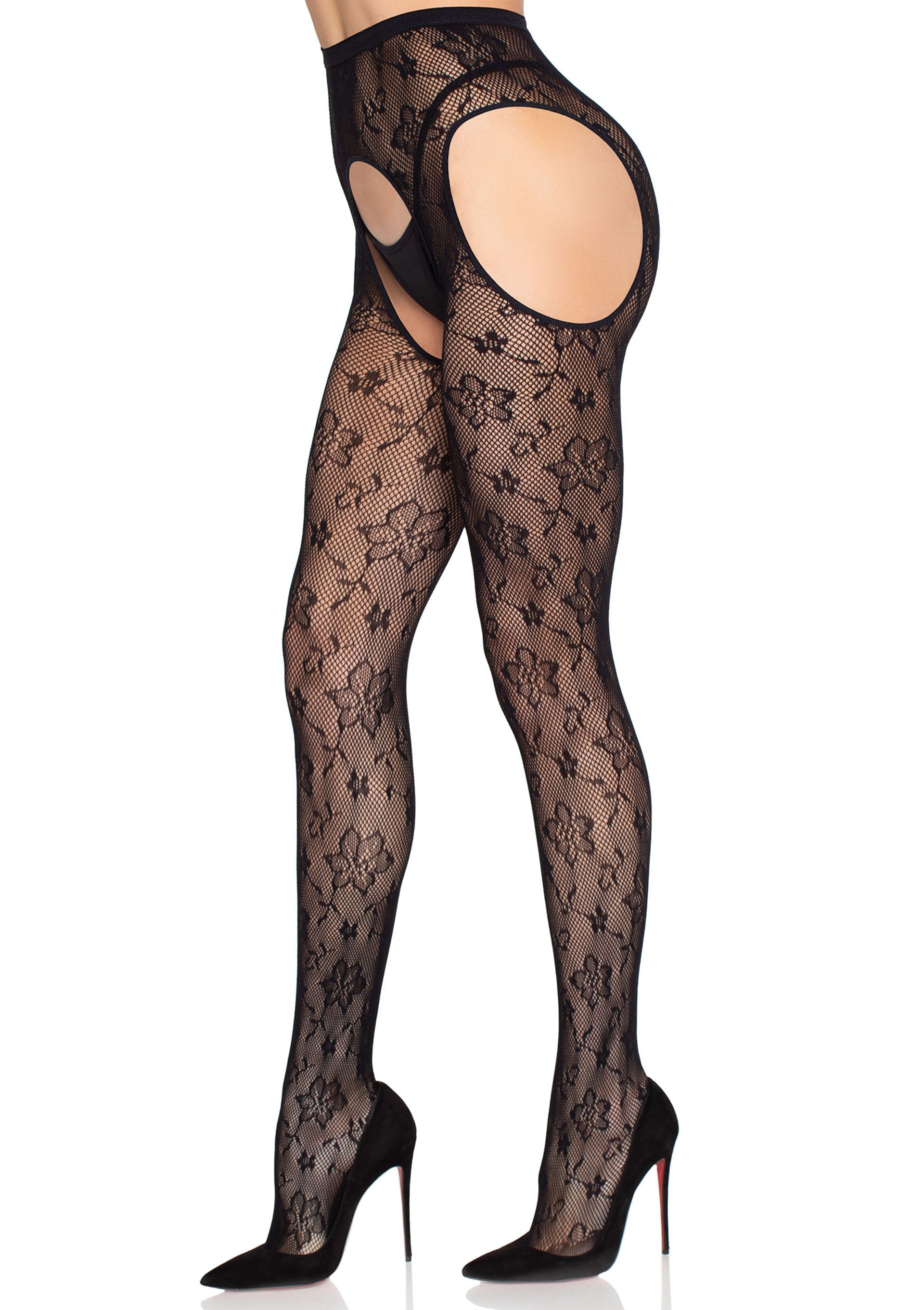 Leg Avenue Bloom Net Suspender Tights