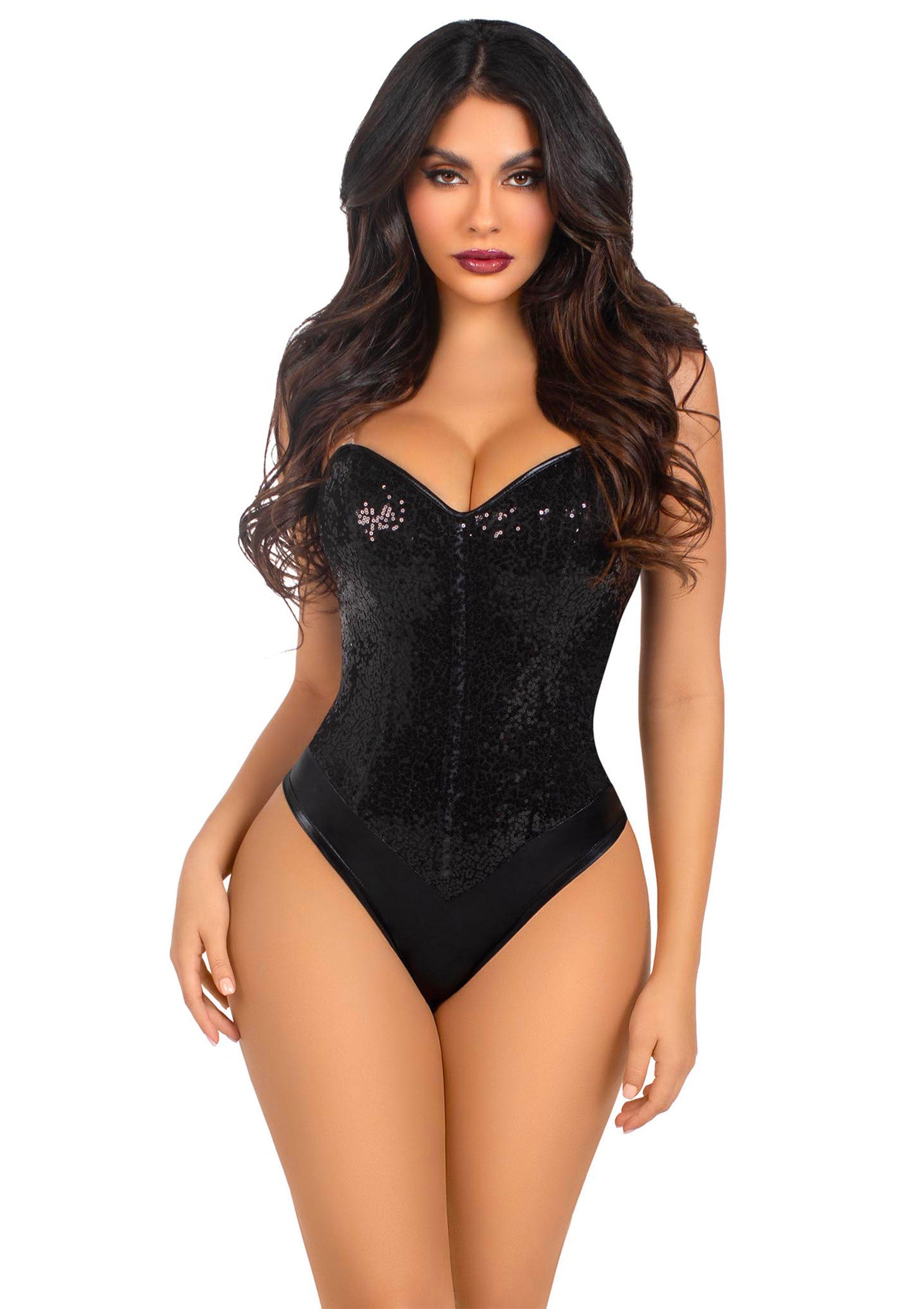 Leg Avenue Sequin Boned Crotch Bodysuit