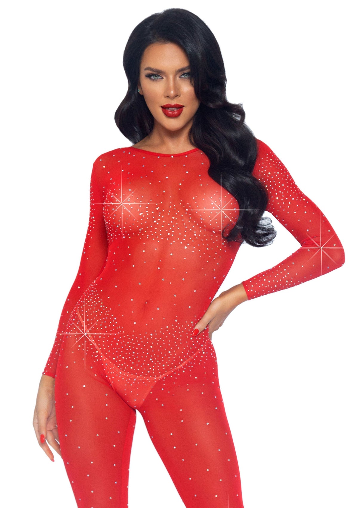 Leg Avenue Sheer Rhinestone Catsuit