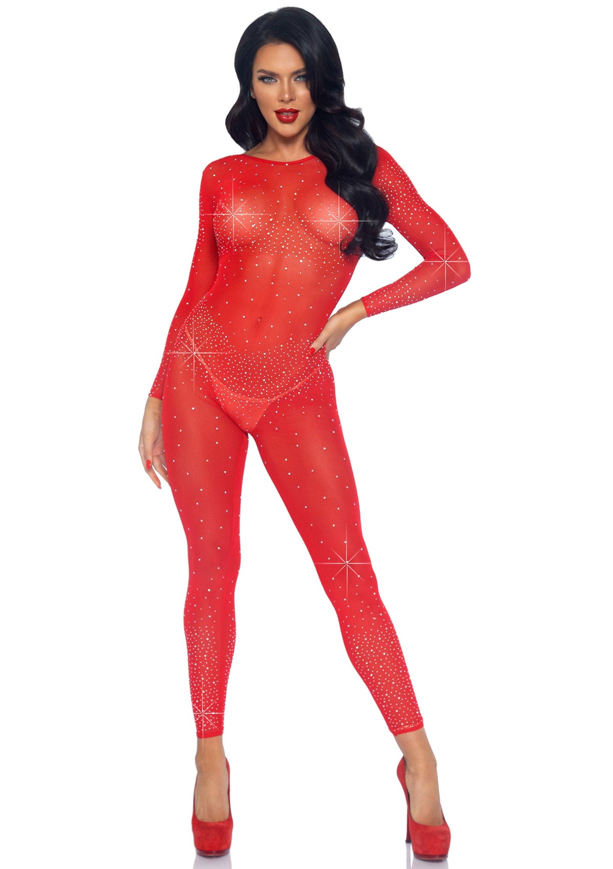 Leg Avenue Sheer Rhinestone Catsuit