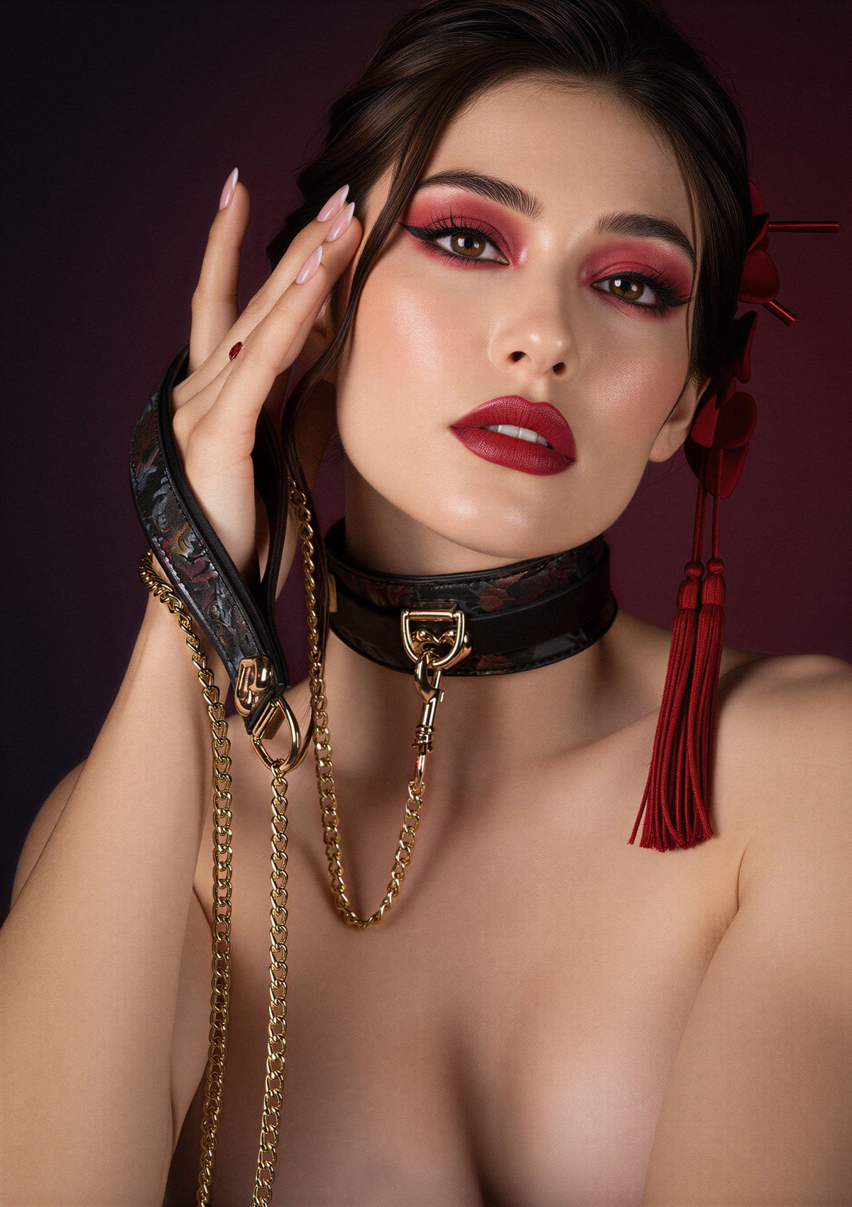 Geisha Floral Jacquard Collar & Leash