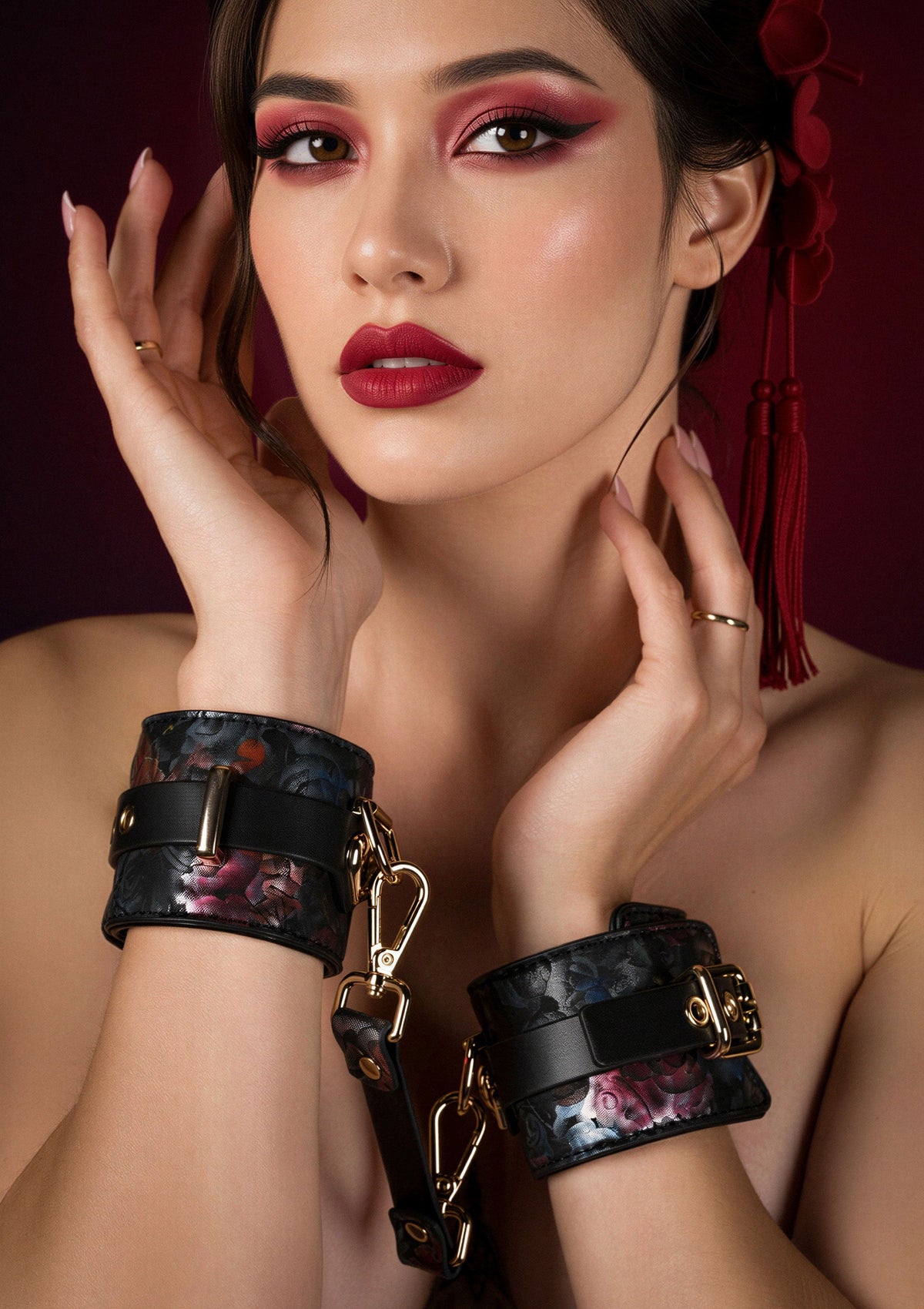 Geisha Floral Jacquard Wrist Cuffs