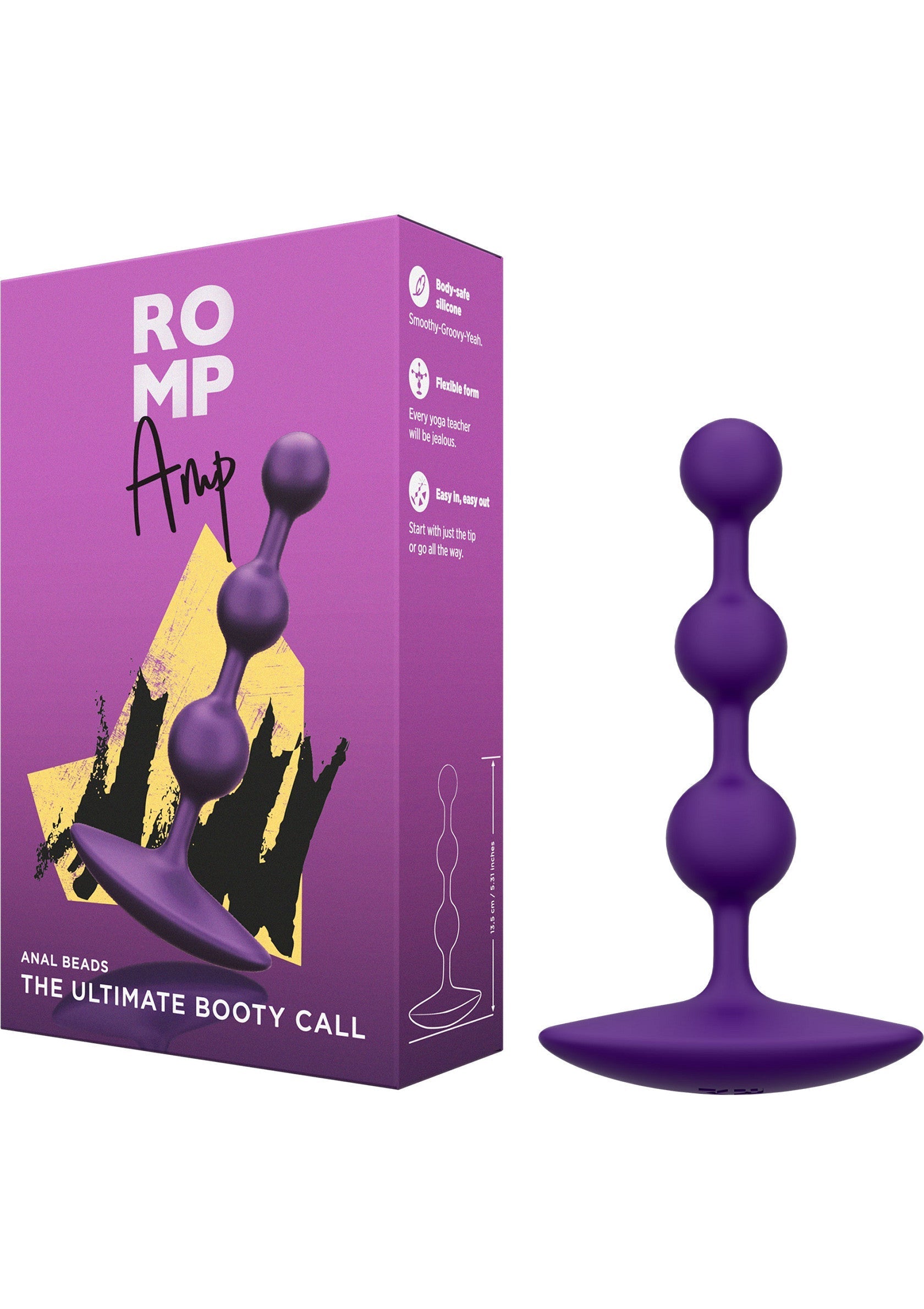 Romp Amp - Plaisir anal intense avec ces perles anales en silicone violettes. Découvrez de nouvelles sensations!; Romp Amp - Intense anale sensatie met deze paarse siliconen anale kralen. Ontdek nieuwe gevoelens!; Romp Amp - Intense anal pleasure with these purple silicone anal beads. Discover new sensations!