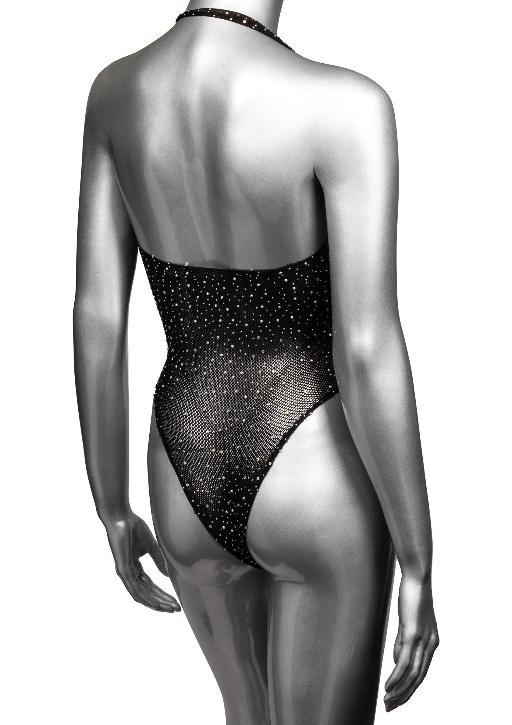 Body noir scintillant à dos nu, parfait pour une soirée glamour ou un spectacle étincelant.; Glitterende zwarte bodysuit met open rug, perfect voor een glamoureus avondje uit of een sprankelende show.; Sparkling black backless bodysuit, perfect for a glamorous night out or a dazzling performance.