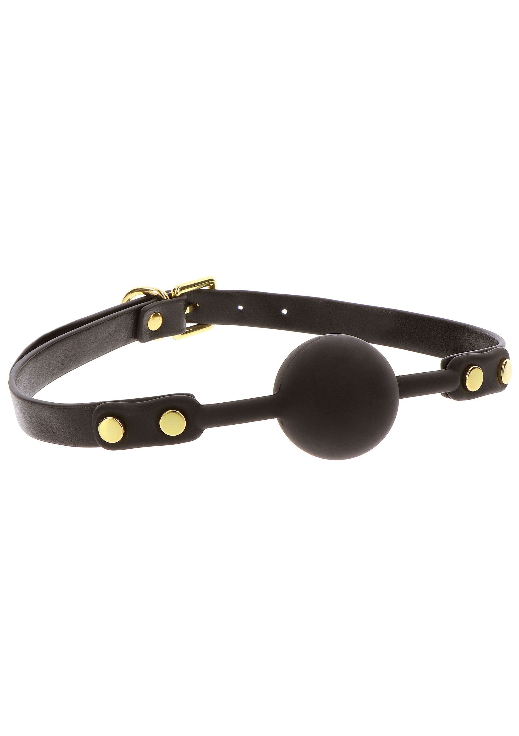 Bâillon boule en cuir noir pour jeux de rôle. Accessoire érotique de haute qualité.; Zwarte lederen balgag voor rollenspellen. Hoogwaardig erotisch accessoire.; Black leather ball gag for roleplay. High-quality erotic accessory.
