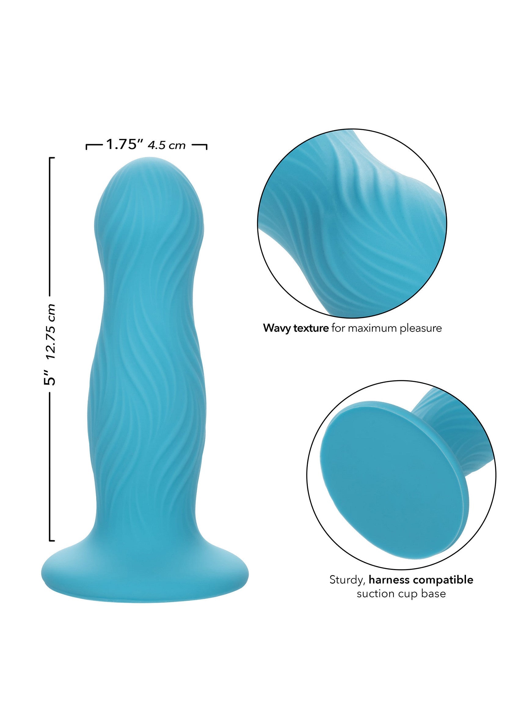 Plug anal texturé bleu avec ventouse pour le plaisir.; Blauwe getextureerde anale plug met zuignap voor plezier.; Blue textured anal plug with suction cup for pleasure.