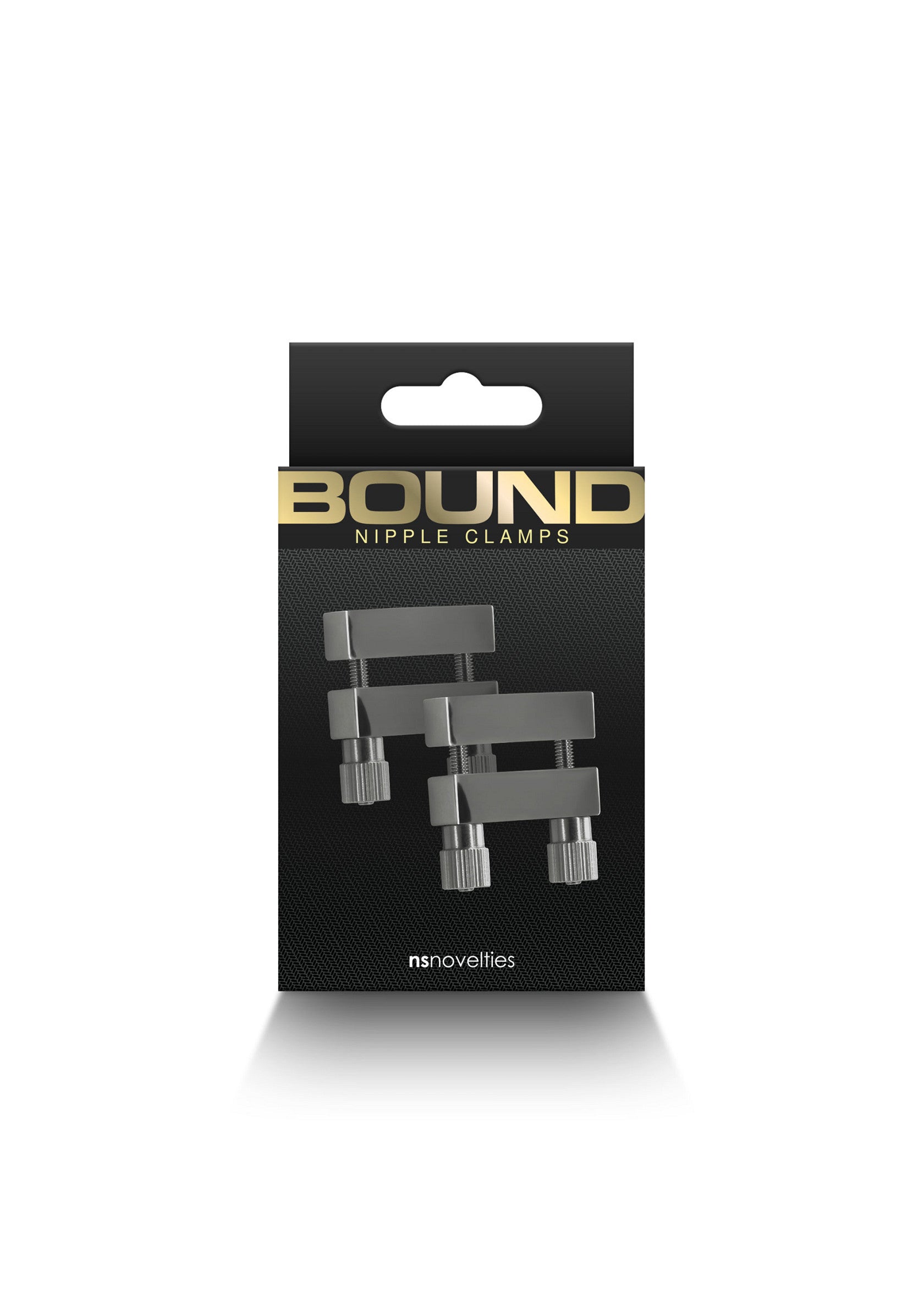 Serre-tétons Bound, noir et argenté. Explorez le plaisir et la sensation avec ces accessoires de qualité.; Bound tepelklemmen, zwart en zilver. Ontdek plezier en sensatie met deze kwaliteit accessoires.; Bound Nipple Clamps, black and silver. Explore pleasure and sensation with these quality accessories.