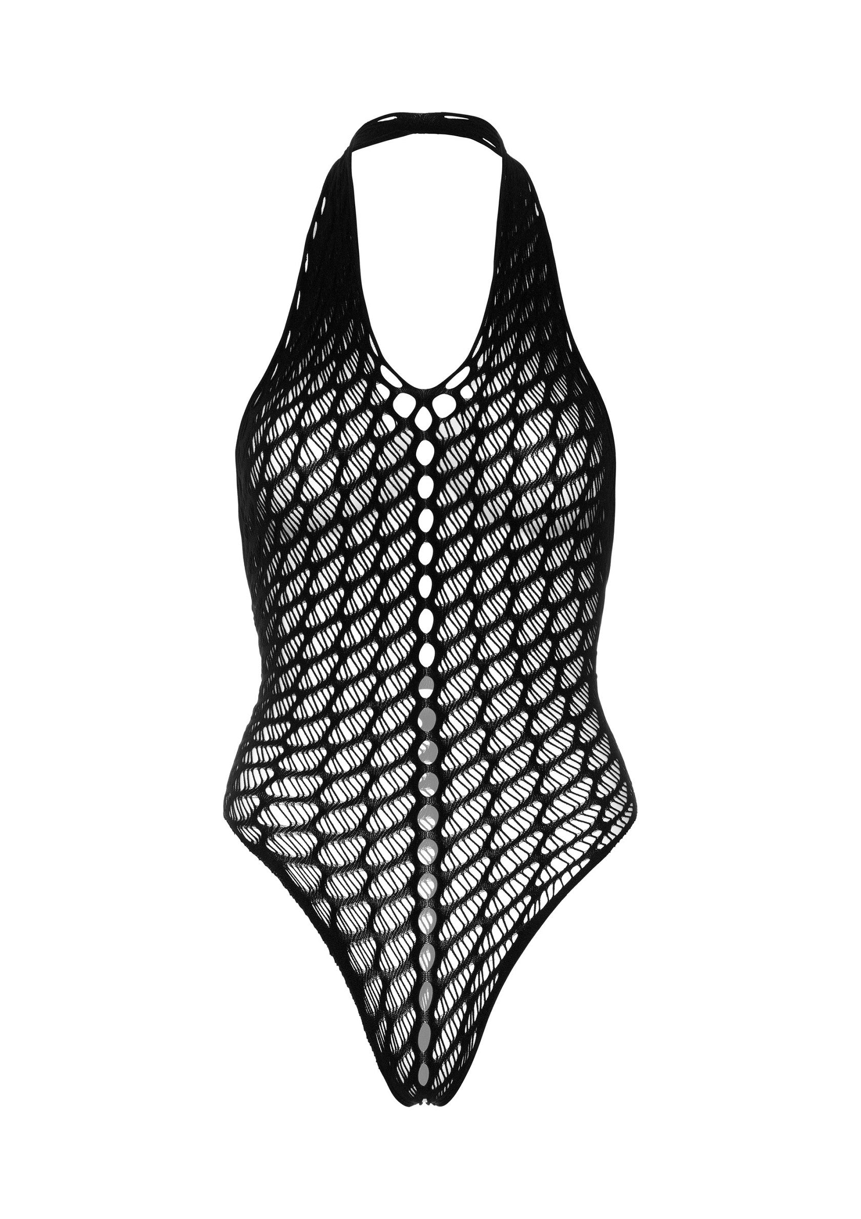 Body résille noir sexy, dos nu, parfait pour une soirée spéciale.; Zwarte fishnet bodysuit, sexy en open rug, perfect voor een speciale avond.; Black fishnet bodysuit, sexy backless design, perfect for a special night out.
