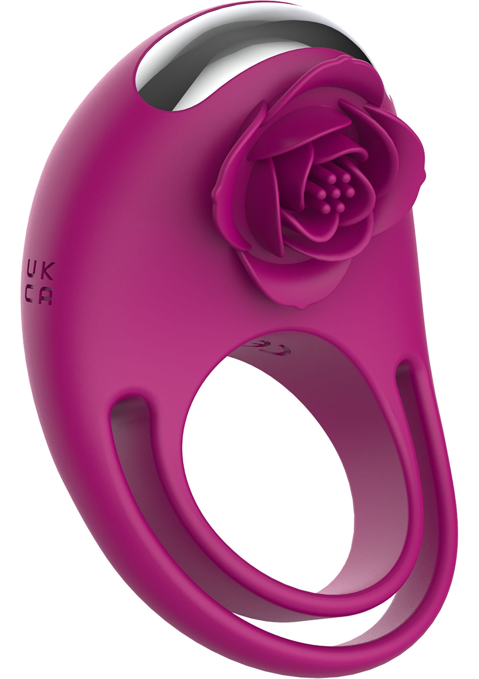 Anneau vibrant rose avec motif floral pour des moments passionnés.; Roze vibrerende ring met bloemmotief voor passionele momenten.; Pink vibrating ring with floral design for passionate moments.