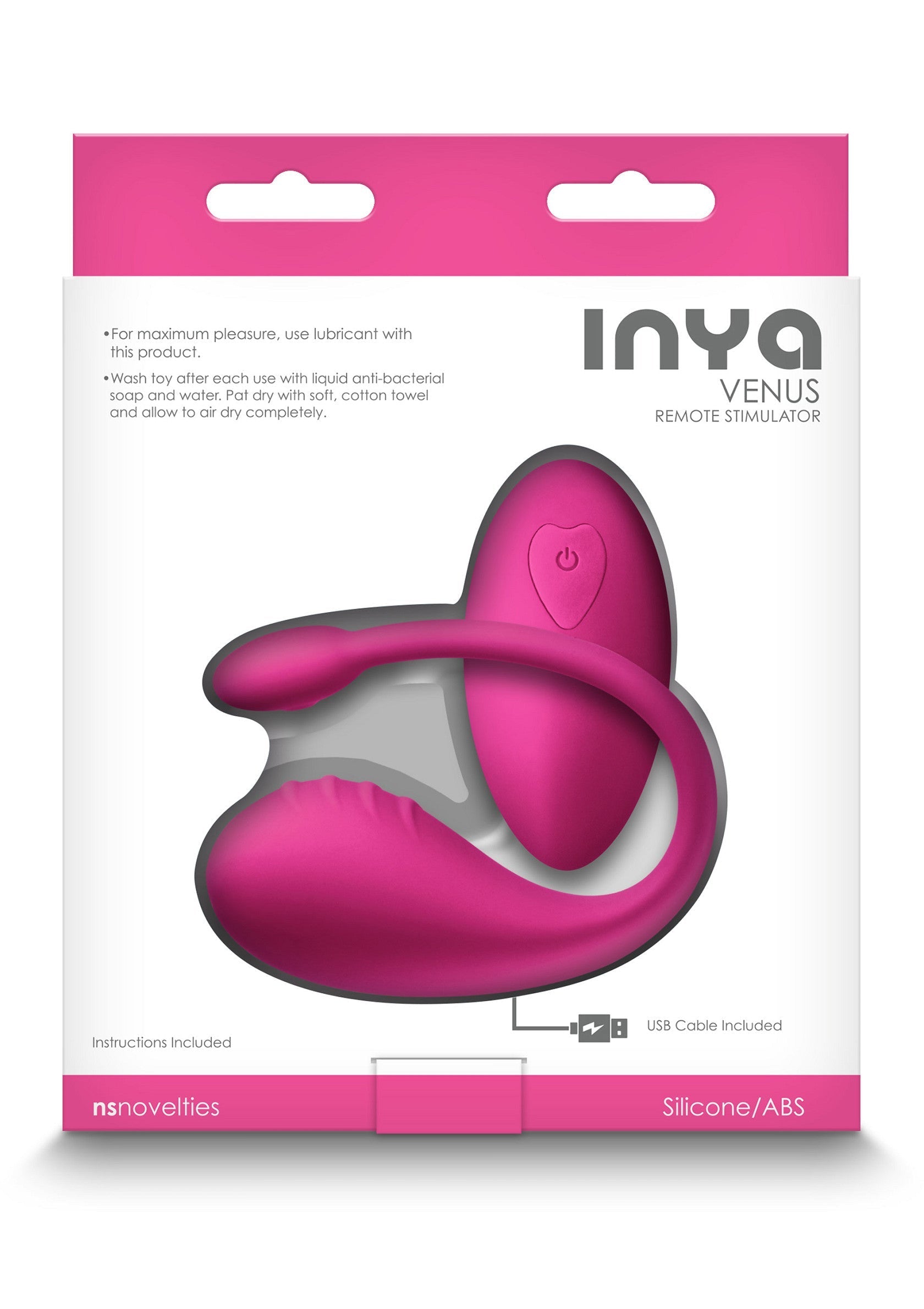 Inya Venus stimulateur à distance rose. Silicone/ABS. Pour le plaisir et l'exploration intime. ; Inya Venus roze remote stimulator. Silicone/ABS. Voor genot en intieme ontdekking.; Inya Venus pink remote stimulator. Silicone/ABS. For pleasure and intimate exploration.