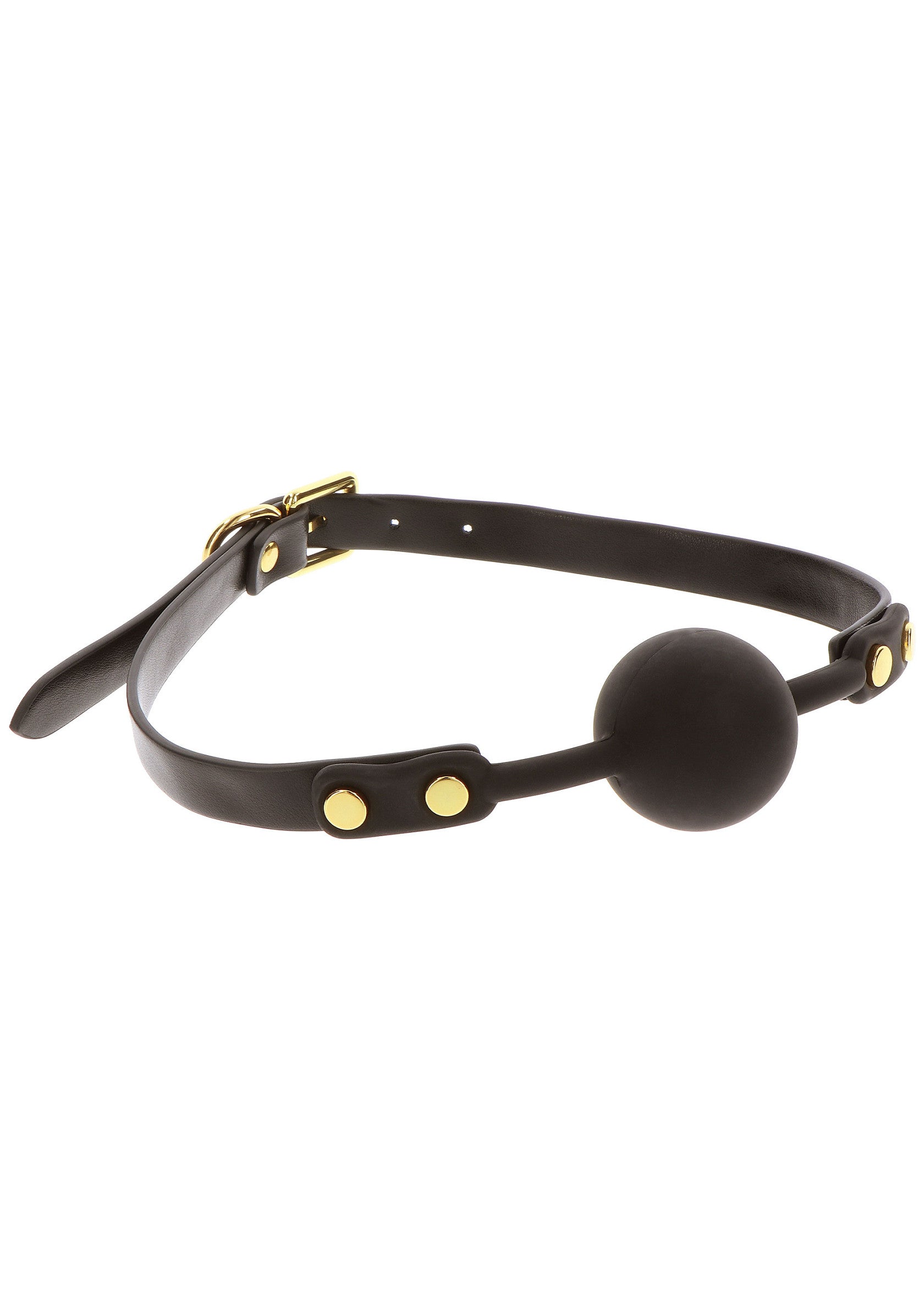 Bâillon boule noir en cuir véritable pour des jeux SM intenses et une domination complète.; Zwarte balgag van echt leer voor intense SM-spelletjes en volledige dominantie.; Black genuine leather ball gag for intense SM play and complete domination.