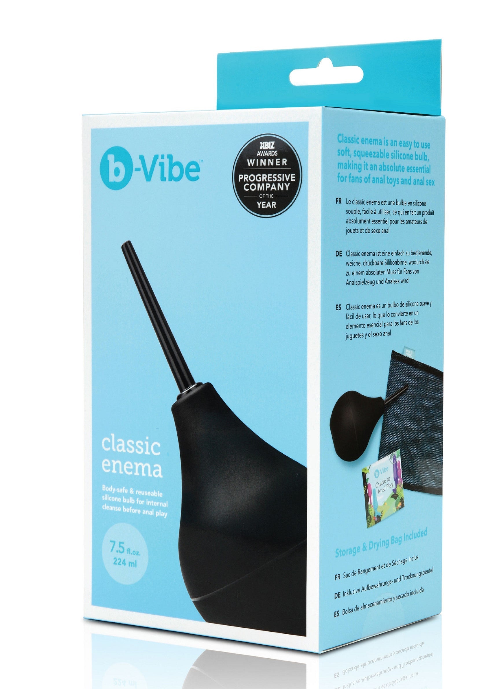b-Vibe Classic Enema: Poire à lavement douce et facile à utiliser pour l'hygiène anale. Accessoires inclus.; b-Vibe Classic Enema: Zachte, gemakkelijk te gebruiken klysma voor anale hygiëne. Inclusief accessoires.; b-Vibe Classic Enema: Soft, easy-to-use enema bulb for anal hygiene. Accessories included.