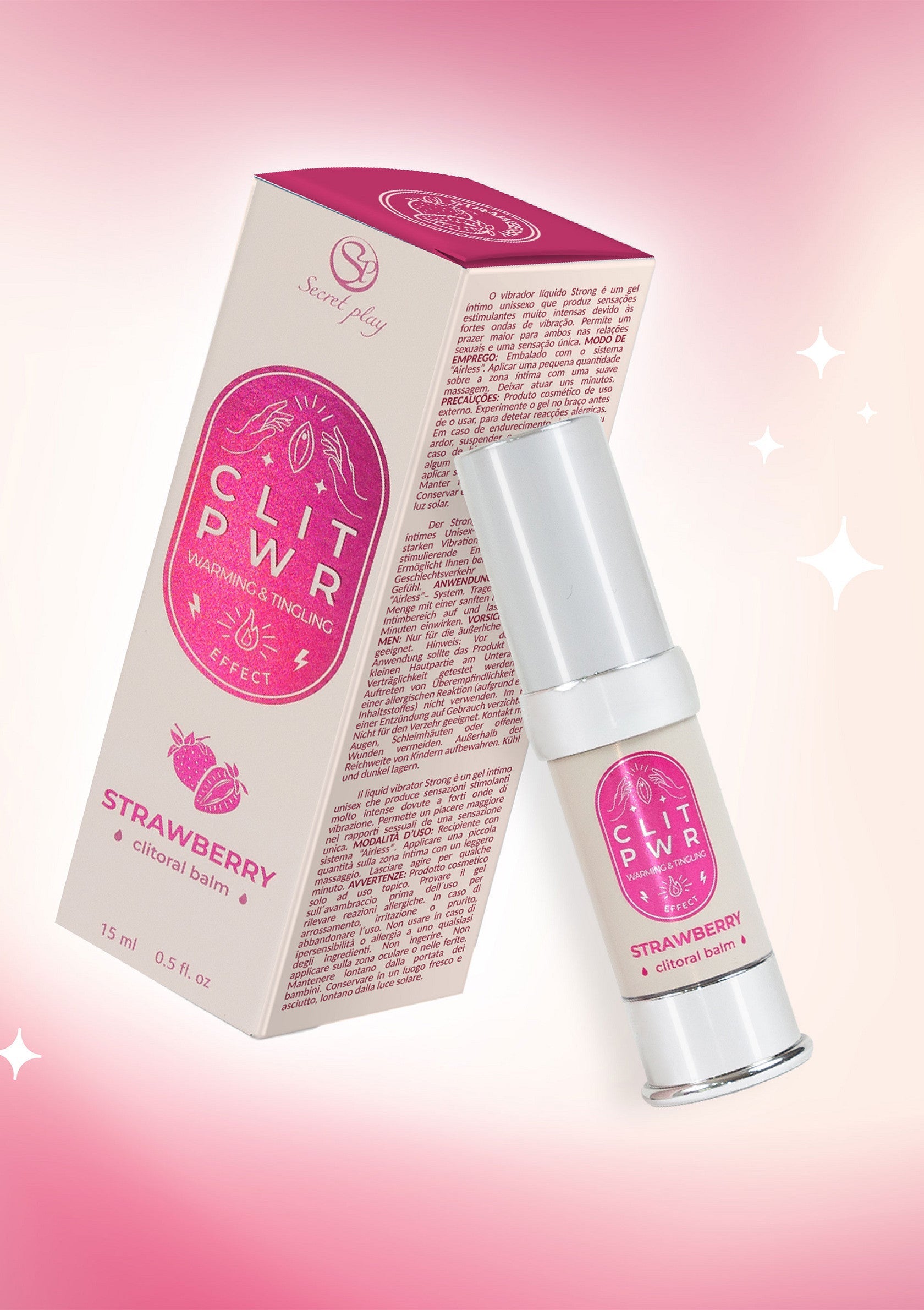 Baume clitoridien stimulant à la fraise de Secret Play pour un plaisir intense. Effet chauffant et picotant. Découvrez Clit PWR!; Stimulerende clitorisbalsem met aardbeiensmaak van Secret Play voor intens genot. Verwarmend en tintelend effect. Ontdek Clit PWR!; Stimulating strawberry clitoral balm from Secret Play for intense pleasure. Warming and tingling effect. Discover Clit PWR!