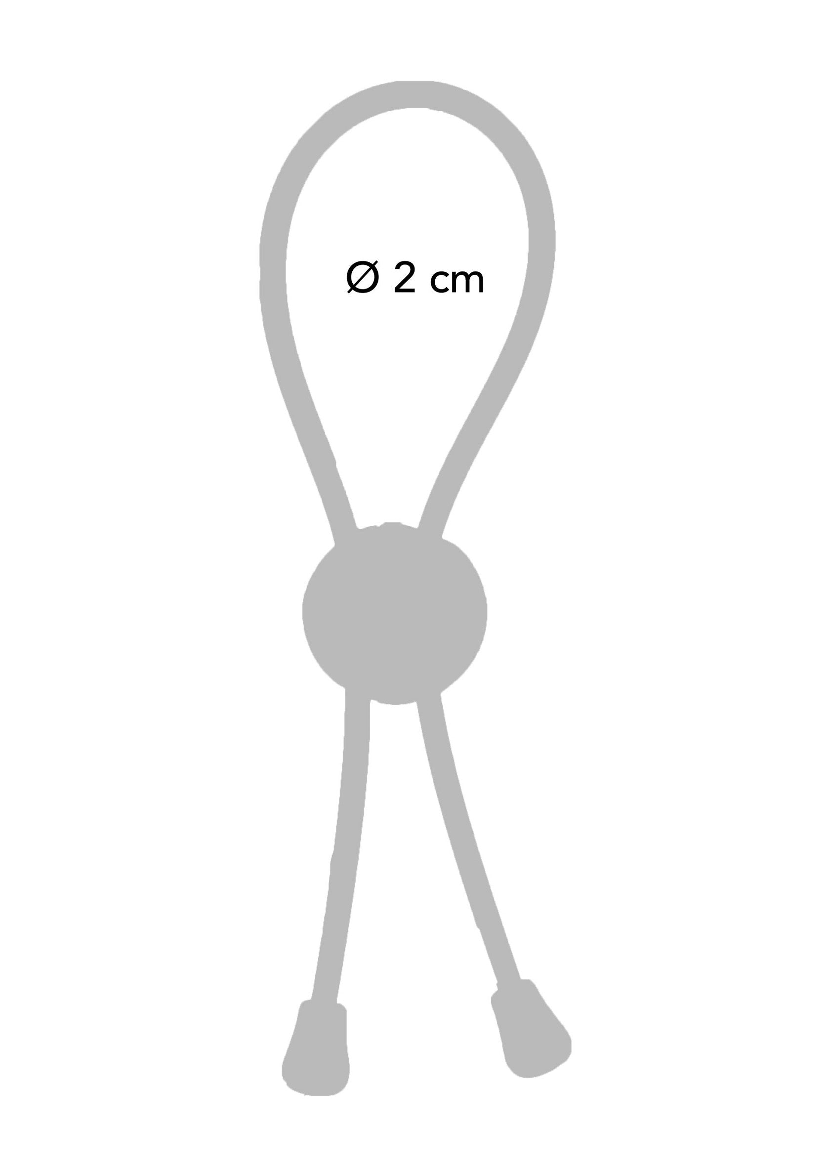 Cordon élastique avec stoppeur, idéal pour ajuster vêtements et accessoires. Diamètre 2 cm.; Elastisch koord met stopper, ideaal voor het aanpassen van kleding en accessoires. Diameter 2 cm.; Elastic cord with stopper, ideal for adjusting clothing and accessories. Diameter 2 cm.