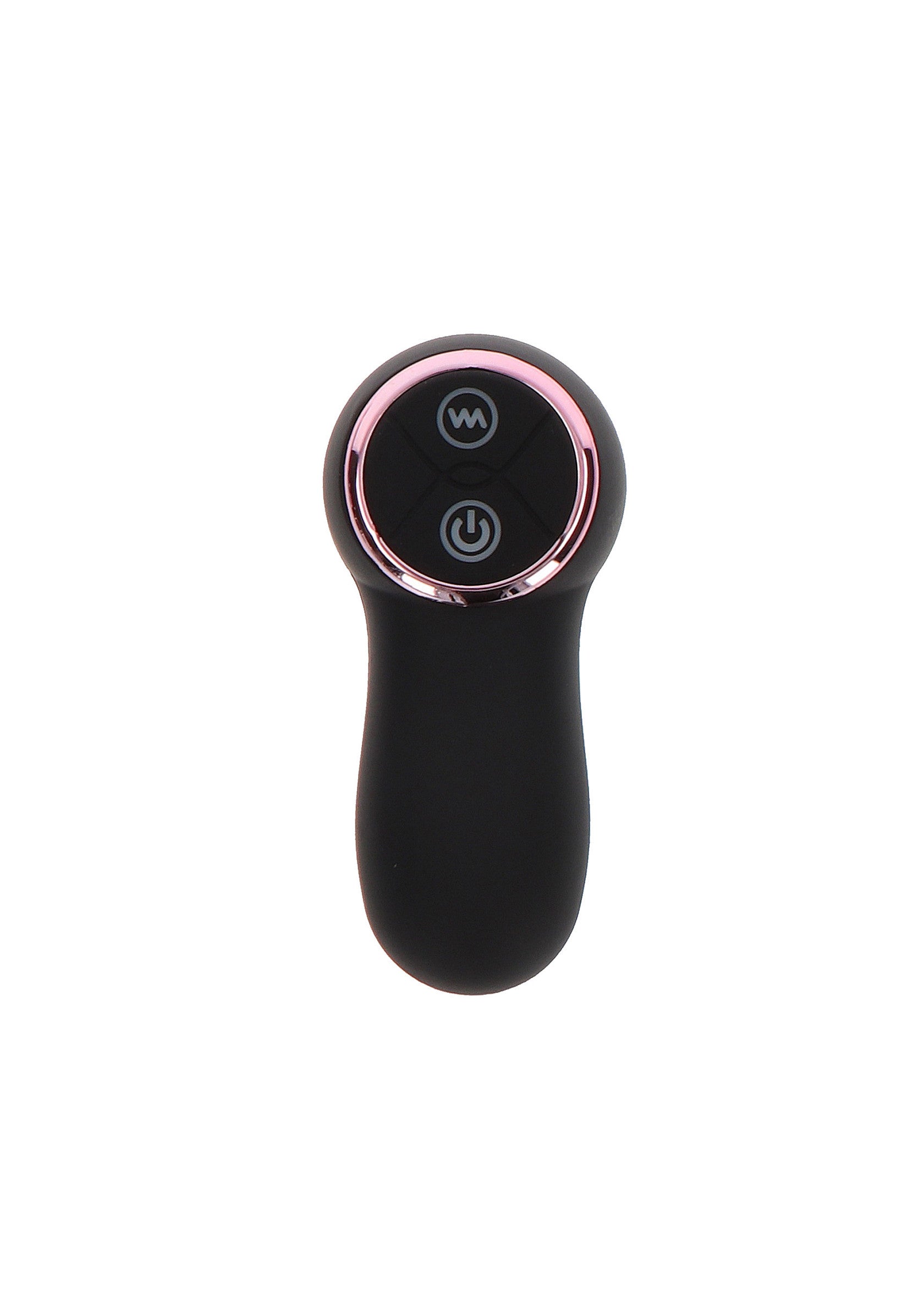 Télécommande noire avec accents roses pour accessoires de bien-être intime.; Zwarte afstandsbediening met roze accenten voor intieme wellness-accessoires.; Black remote with pink accents for intimate wellness accessories.